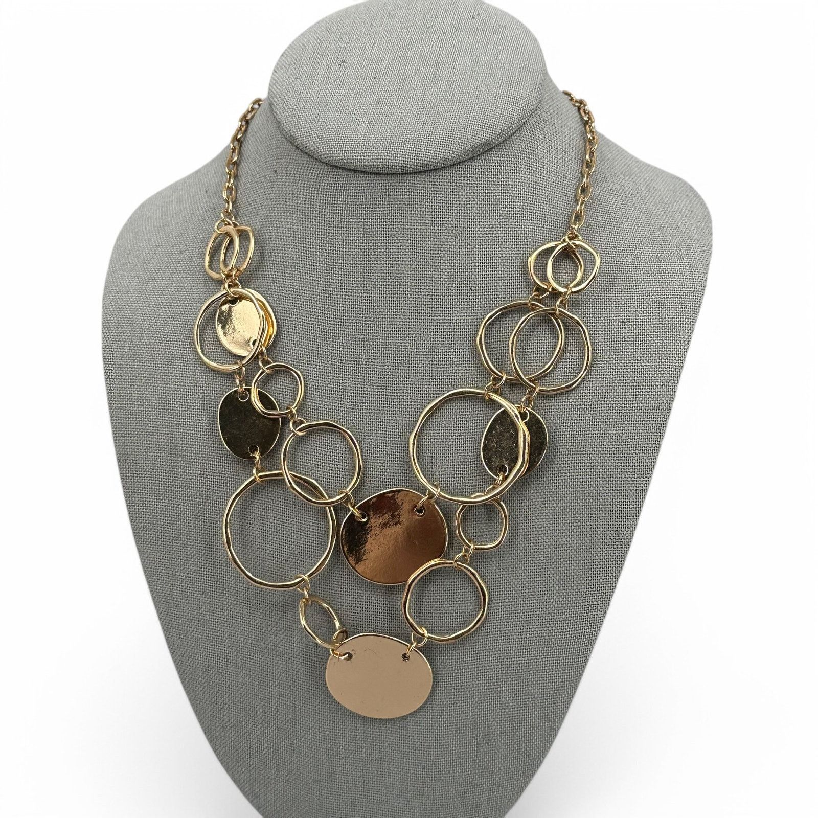 Other Lane Bryant Goldtone Necklace Organic Circles Double Strand Size ONE SIZE - 3 Thumbnail