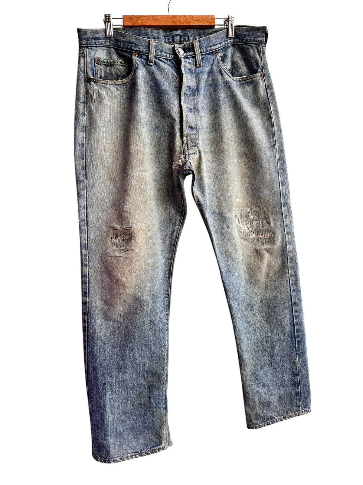 Levi's Vintage Distressed Levis 501 Selvedge Top button 6 Size US 36 / EU 52 - 5 Thumbnail