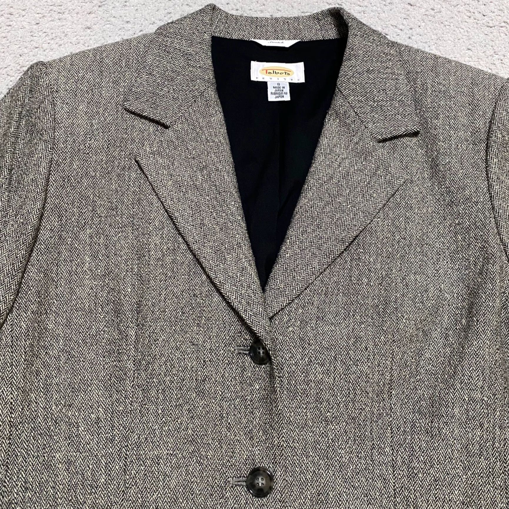 Talbots Talbots Blazer Jacket Gray Herringbone 8P Petite Wool Silk Lined Button-Up Women’s" Size M / US 6-8 / IT 42-44 - 6 Thumbnail