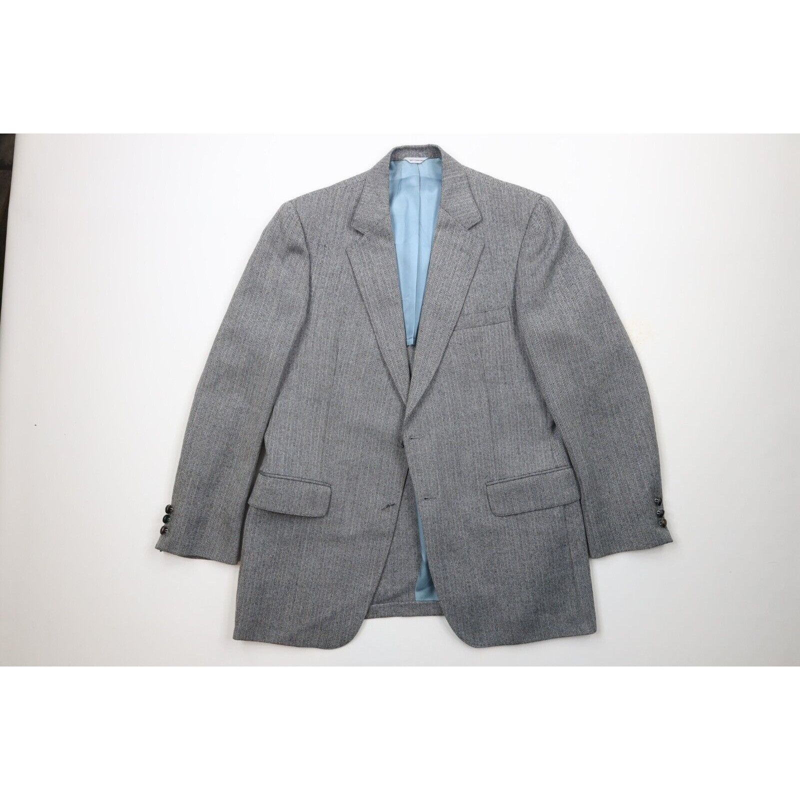 Vintage Vintaeg 70s Streetwear Wool Herringbone 3 Piece Suit Size 40L - 2 Thumbnail