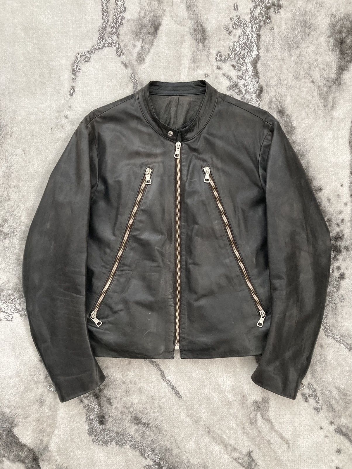 Maison Margiela A/W 2001 Leather 5 Zip Moto Jacket | Grailed