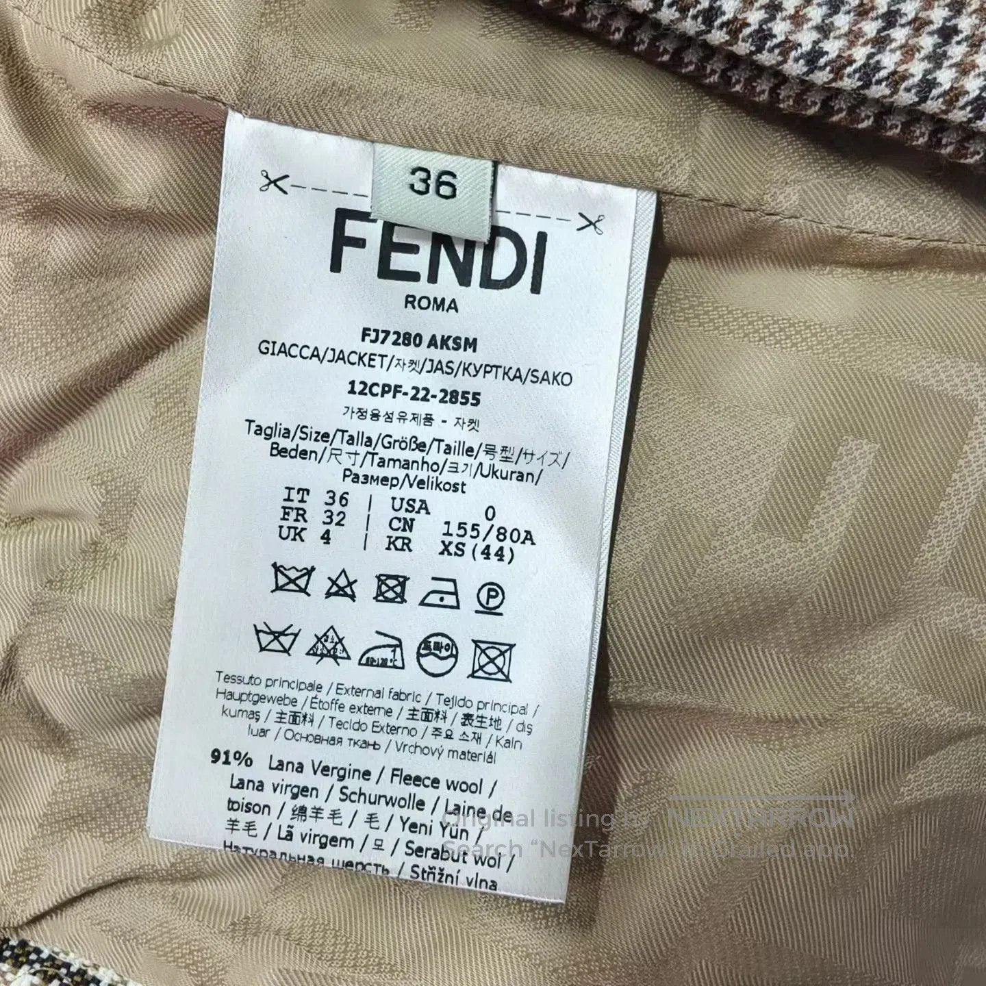 Fendi Fendi Beige Houndstooth Double. Size US M / EU 48-50 / 2 - 6 Thumbnail