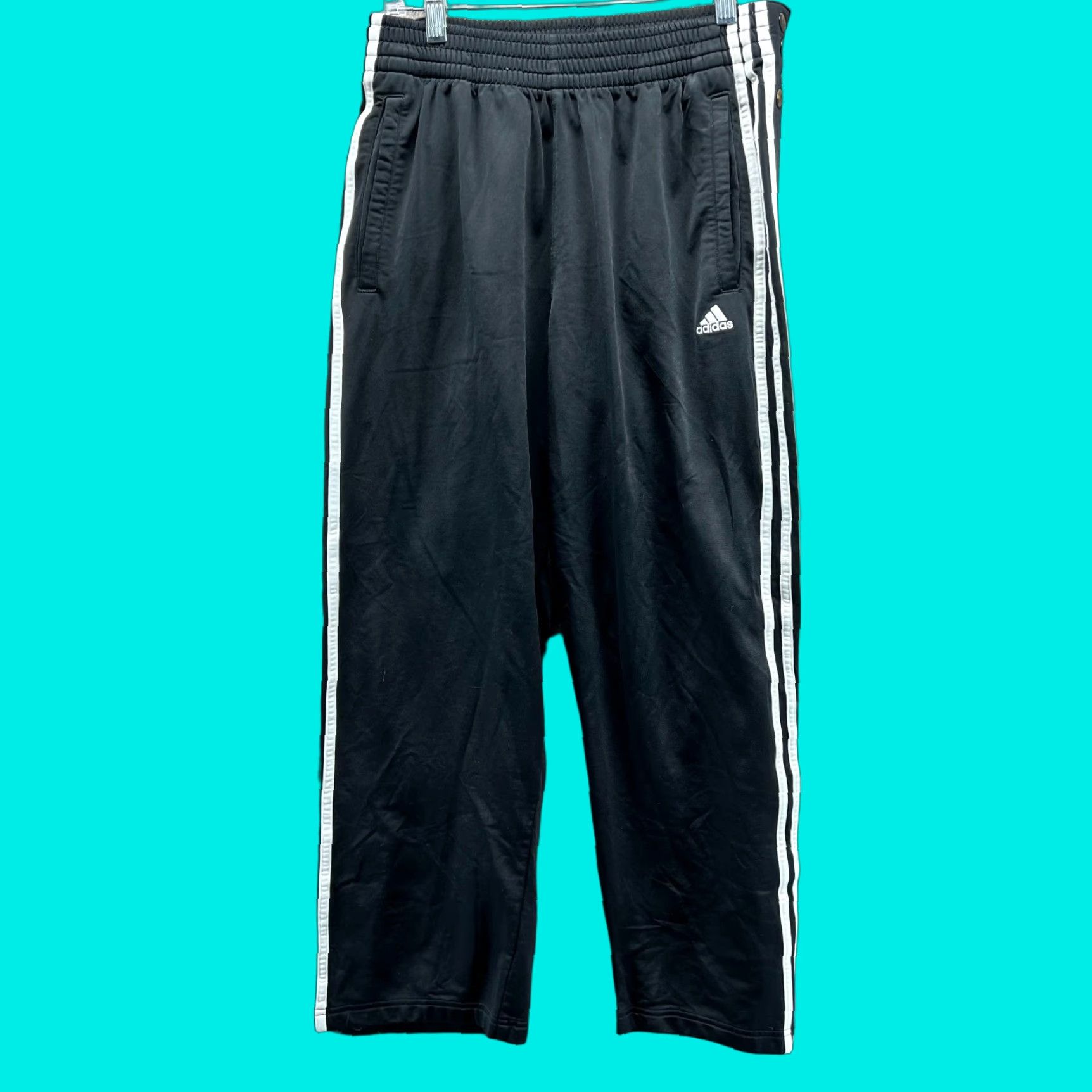Adidas Vintage adidas Track Pants Mens Small Black Tearaway Snap 3-Stripes Tricot Pants Mens Small Black Tearaway Track Pants adidas Originals Size US 29 - 1 Thumbnail
