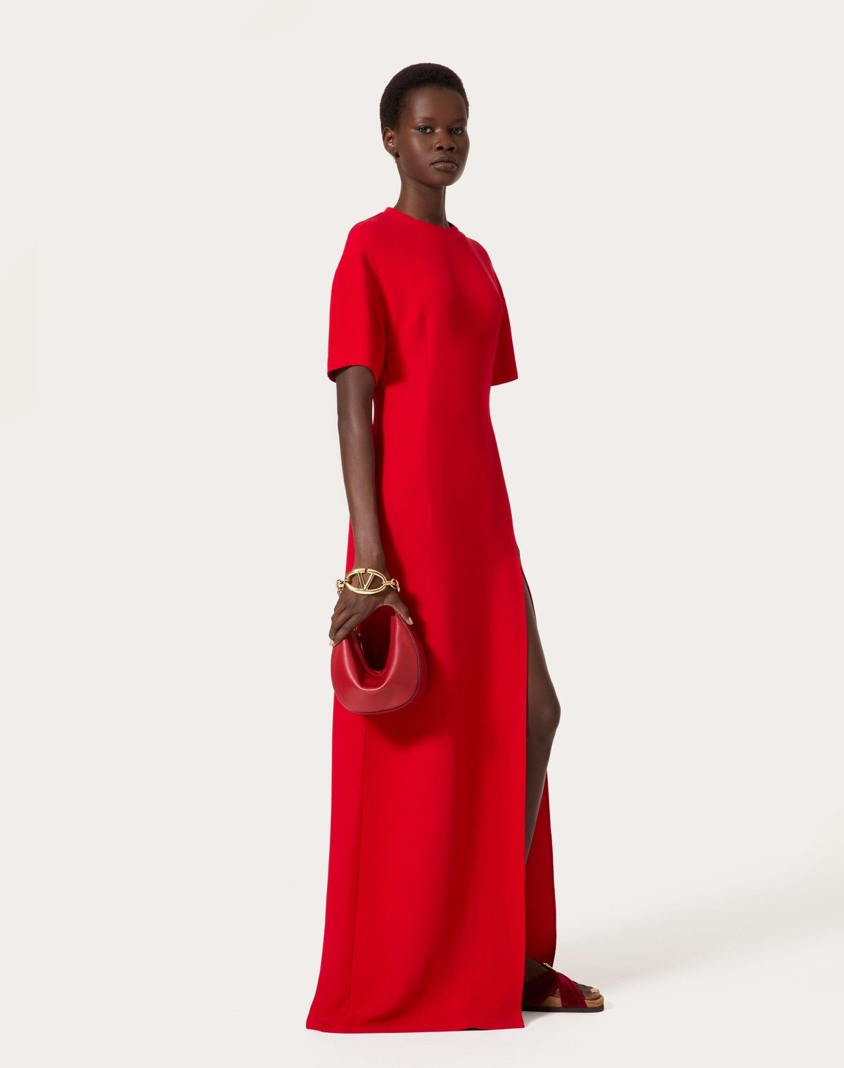 Valentino o1s1wg110525 Cady Couture Long Dress in Red Size XL / US 12-14 / IT 48-50 - 3 Thumbnail