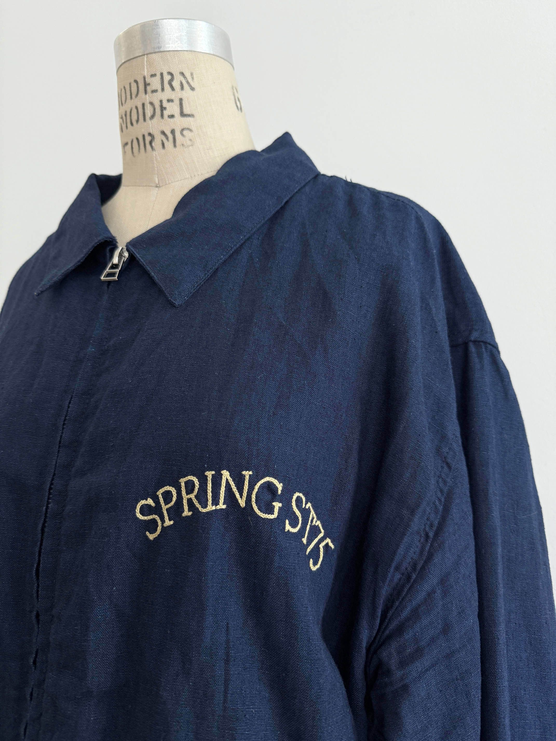 Vintage Vintage Chain stitch jacket : navy linen Size US XL / EU 56 / 4 - 4 Thumbnail