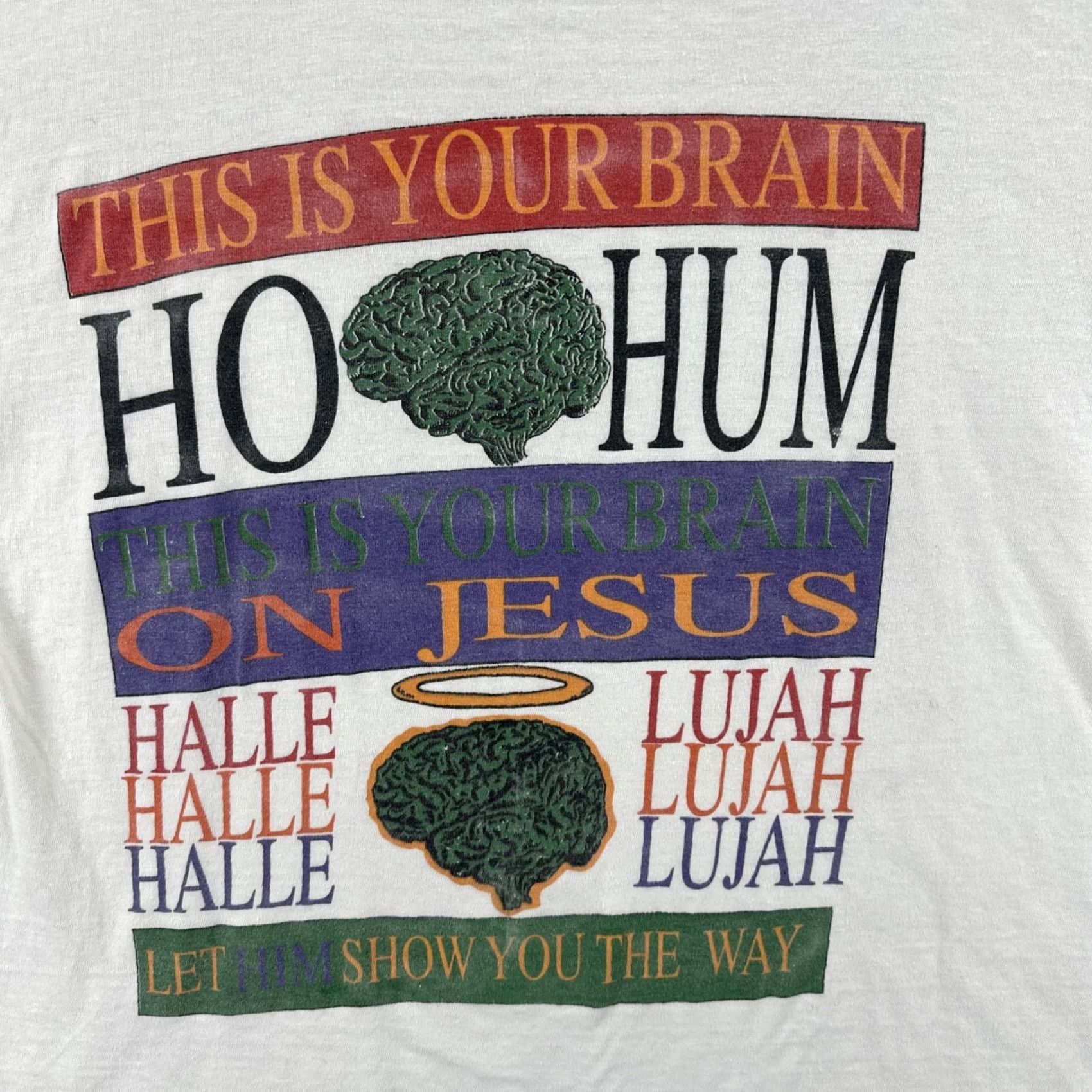 Paradise VINTAGE Tee Paradise XL T Shirt This Is Your Brain On Jesus 90s Funny Graphic Tee Shirt Mens White XL Size US XL / EU 56 / 4 - 6 Thumbnail