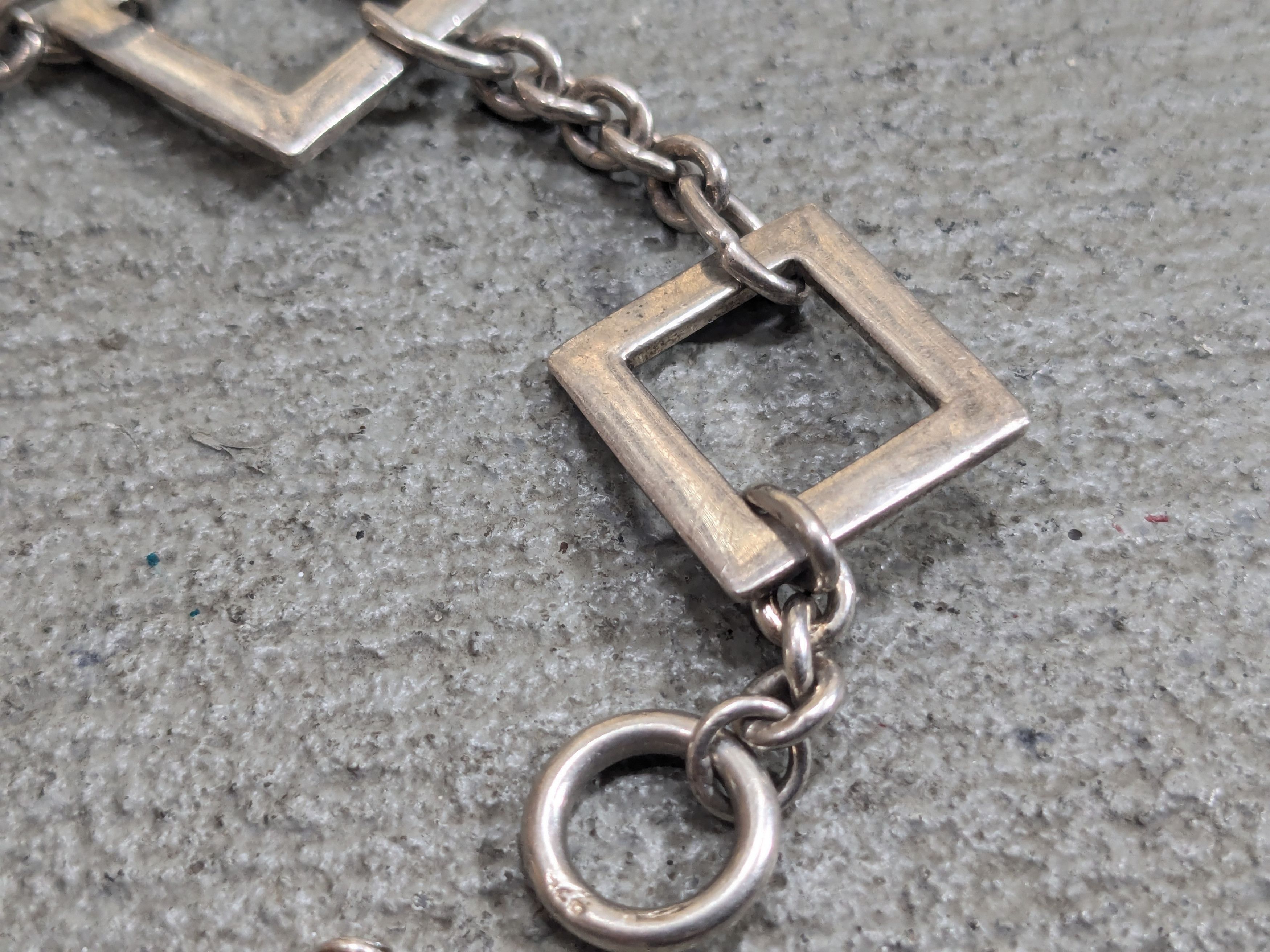 Sterling Silver Vintage Sterling Silver Bracelet Square Chain Size ONE SIZE - 5 Thumbnail