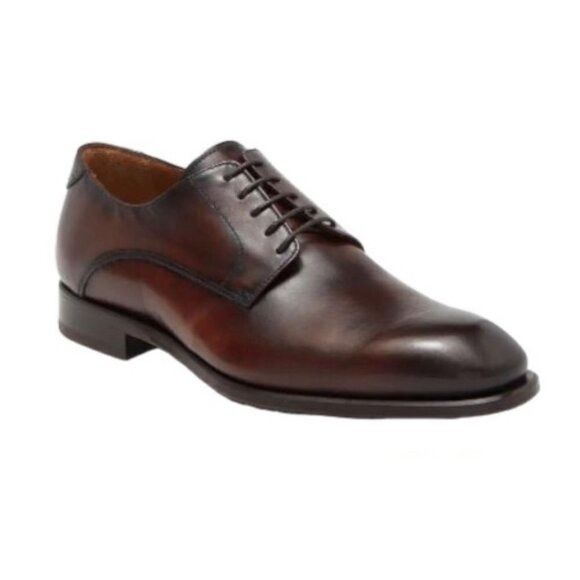 Antonio Maurizi Antonio Maurizi Mens Cognac Leather Round Toe Lace Up Derby Size US 10 / EU 43 - 1 Thumbnail