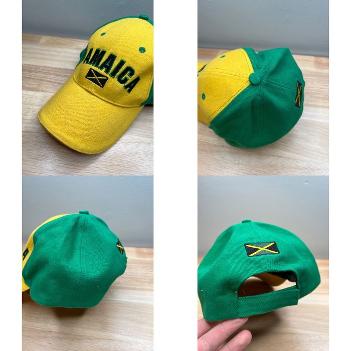 Vintage Jamaica Baseball Hat Mens Green Strapback Cap Adjustable