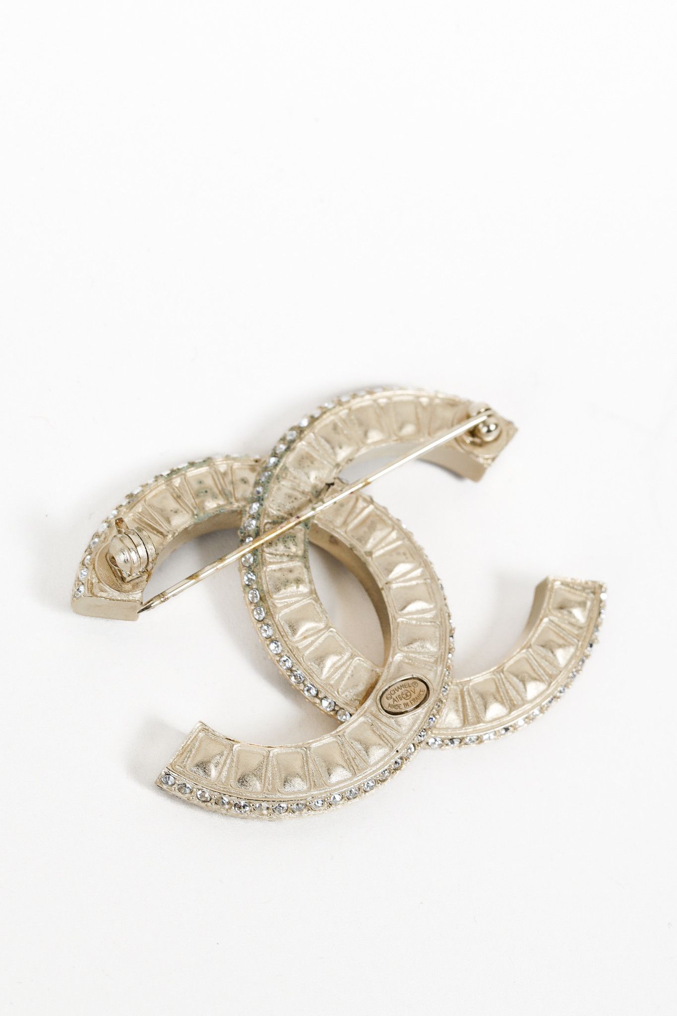 Chanel Chanel Baguette Cut Rhinestone CC Logo Brooch Size ONE SIZE - 3 Thumbnail