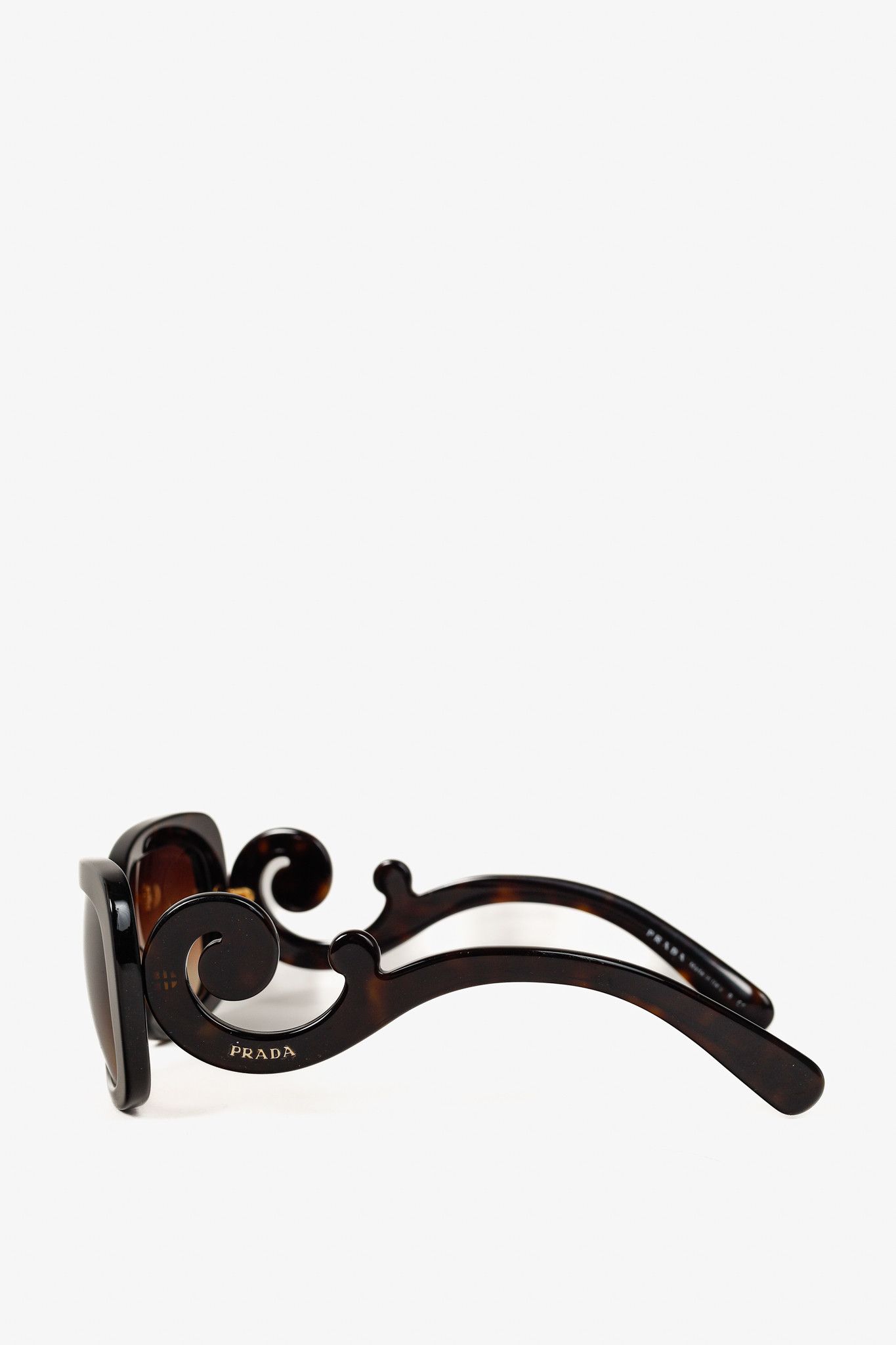 Prada Prada SPR27O Tortoiseshell Baroque Oversized Sunglasses Size ONE SIZE - 4 Thumbnail