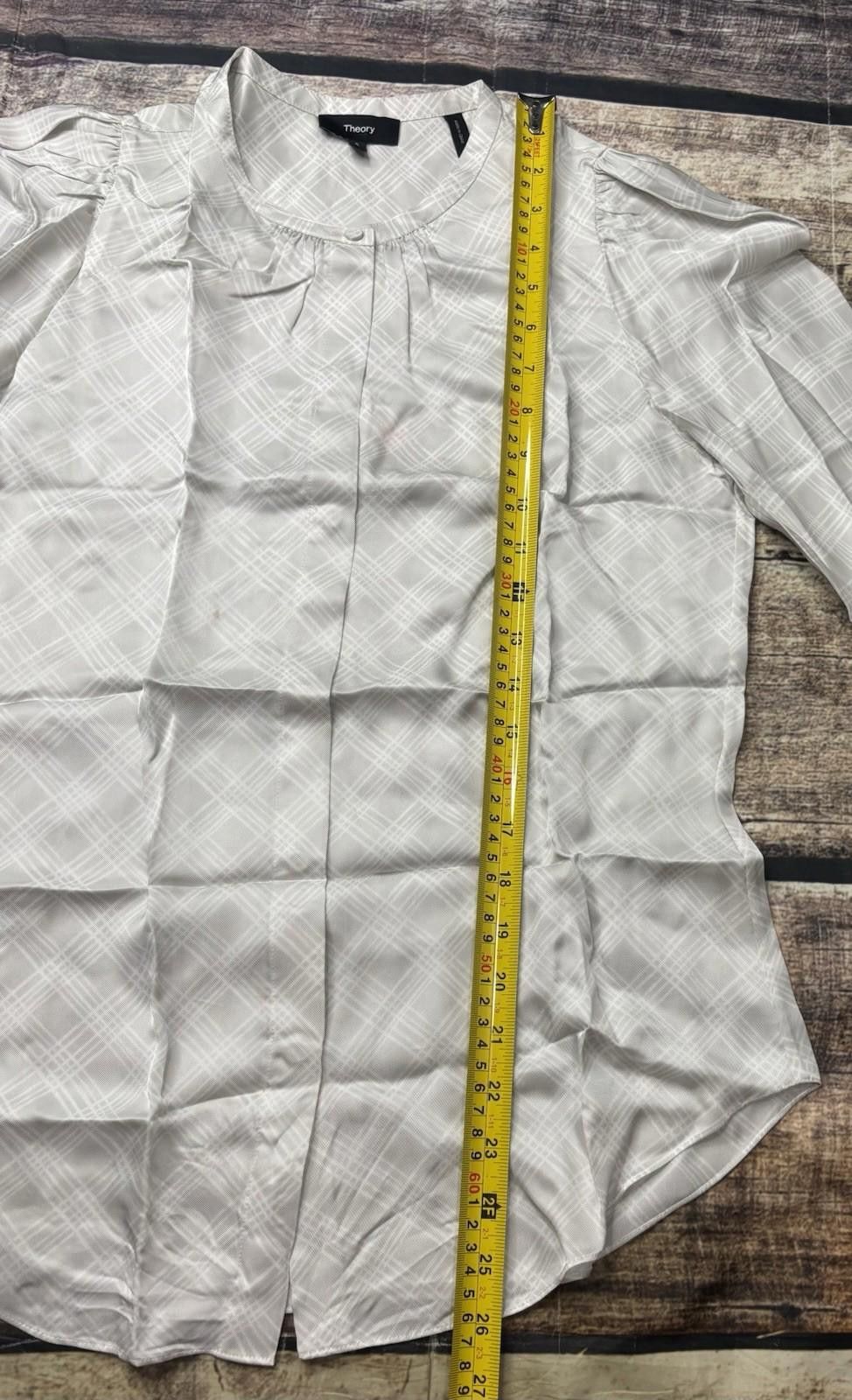 Theory Theory Silk Blouse Top Women's Small Puff Sleeve Geometric Size S / US 4 / IT 40 - 9 Thumbnail