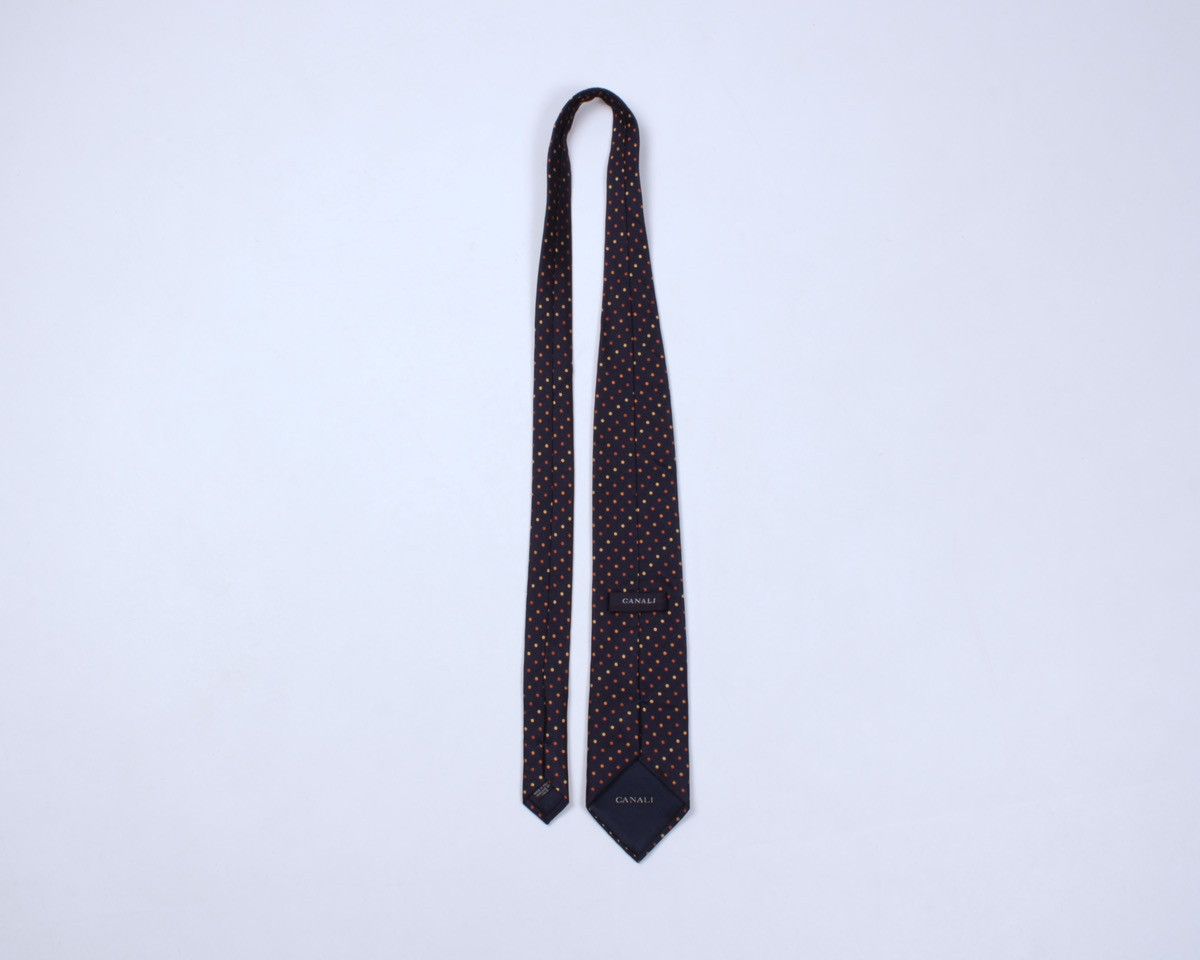 Canali × Designer CANALI Polka Dot Navy Blue Silk Tie Size ONE SIZE - 5 Thumbnail