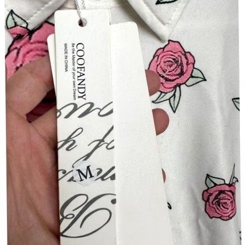 Vintage Coofandy Polo Shirt Mens Medium White Rose Pattern Casual Stretch Rugby NEW Size US M / EU 48-50 / 2 - 2 Thumbnail