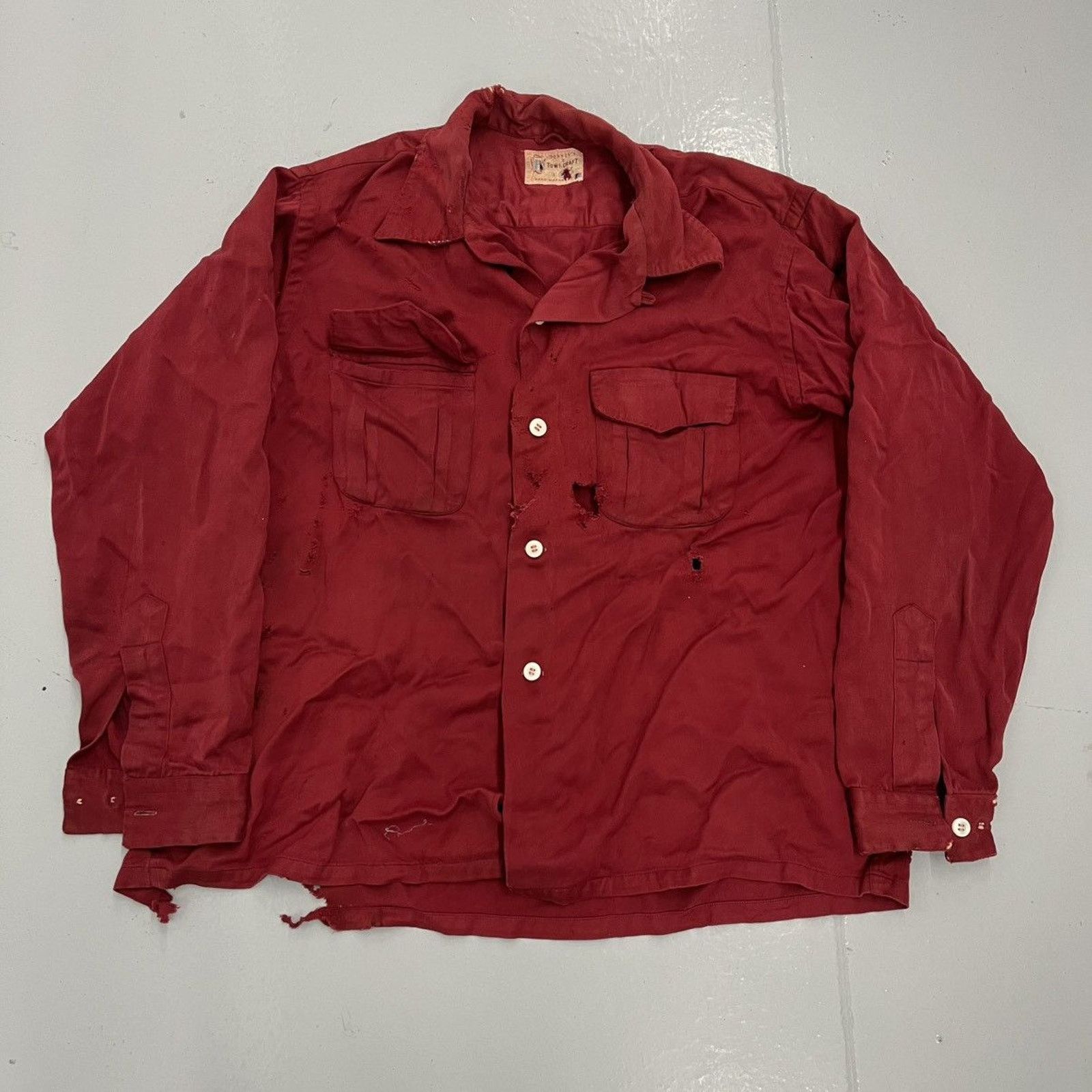 Other Vintage 50s Penney's Red Heavyweight Rayon Loop Collar Size US L / EU 52-54 / 3 - 1 Thumbnail