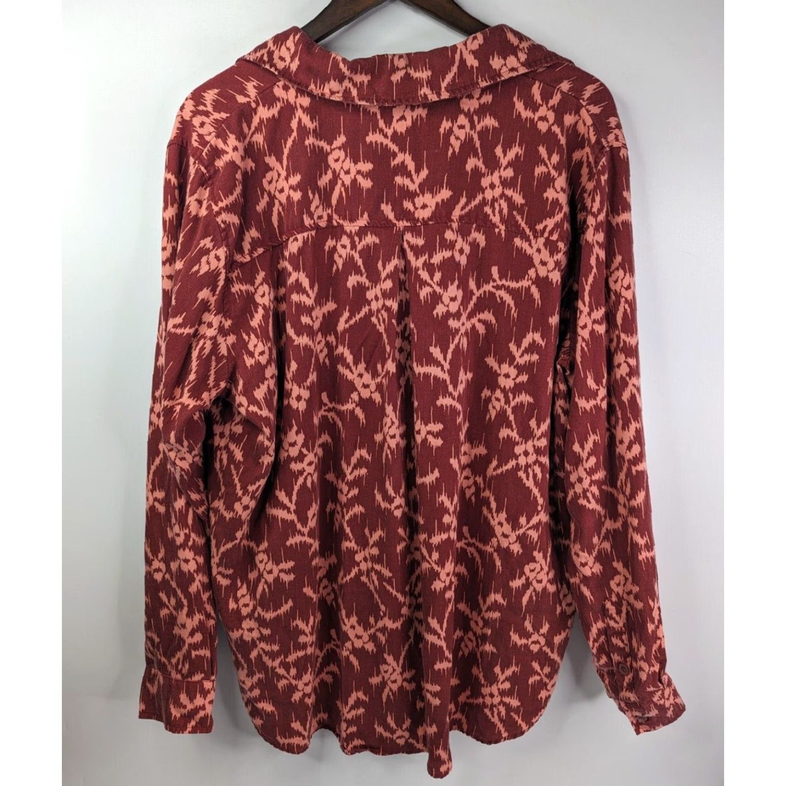 Vintage Knox Rose Shirt Womens 2XL Red Long Sleeve Button-Up Collared Lyocell Front Patch Pocket Casual Workwear Size XXL / US 16-18 / IT 52-54 - 4 Thumbnail