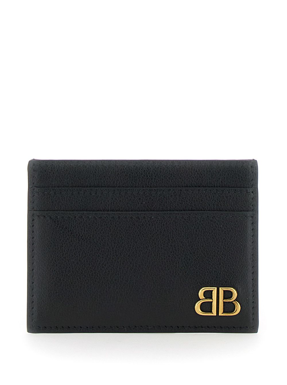 Balenciaga 'Monaco' Black Card Holder with Logo Plaque on the Front in Leather Man Size ONE SIZE - 1 Thumbnail