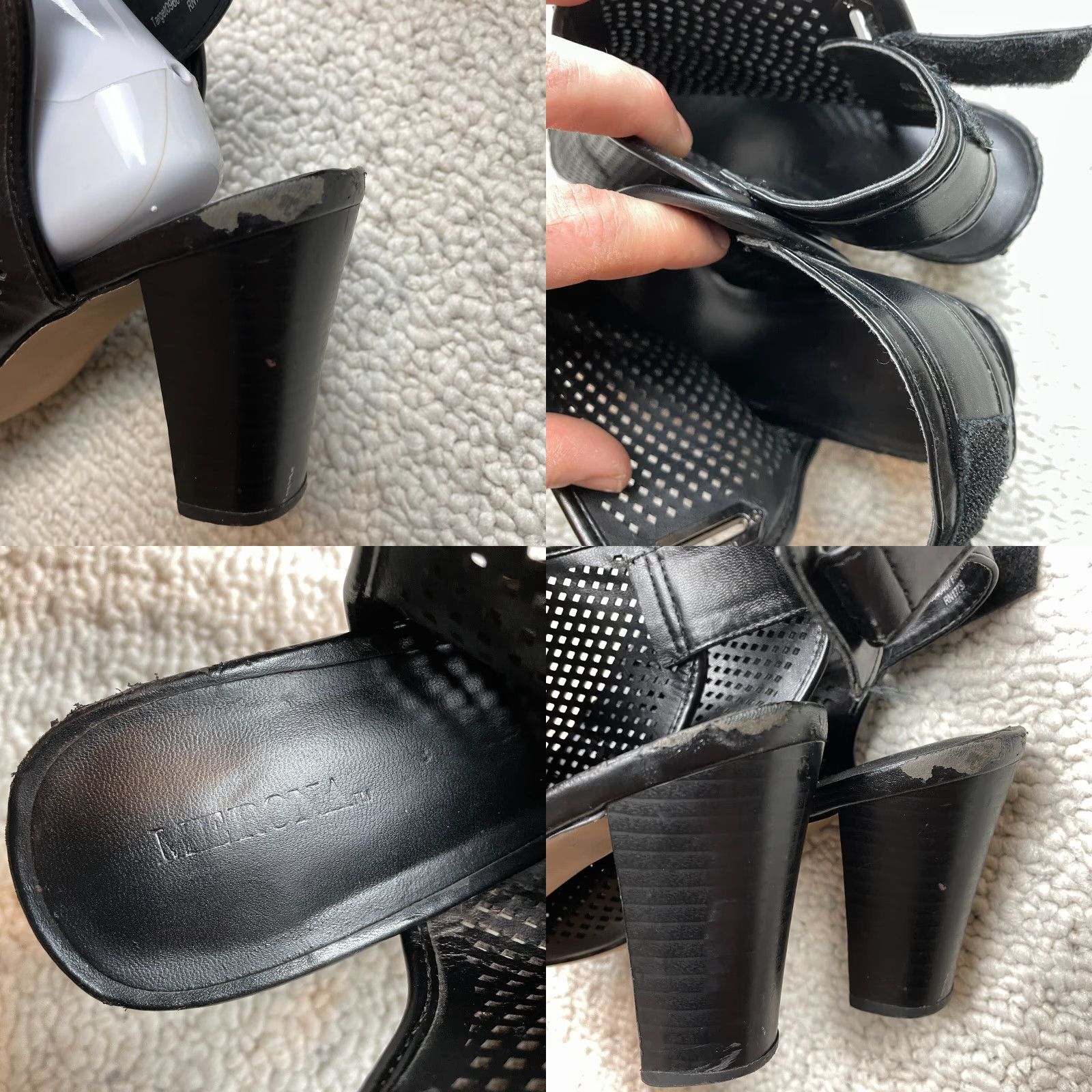 Merona Merona Faux Leather Heel Women Slingback Black 10 High Block Perforated Almond Toe Women's Shoe Comfort Formal Workwear Party/Cocktail Size US 10 / IT 40 - 9 Thumbnail