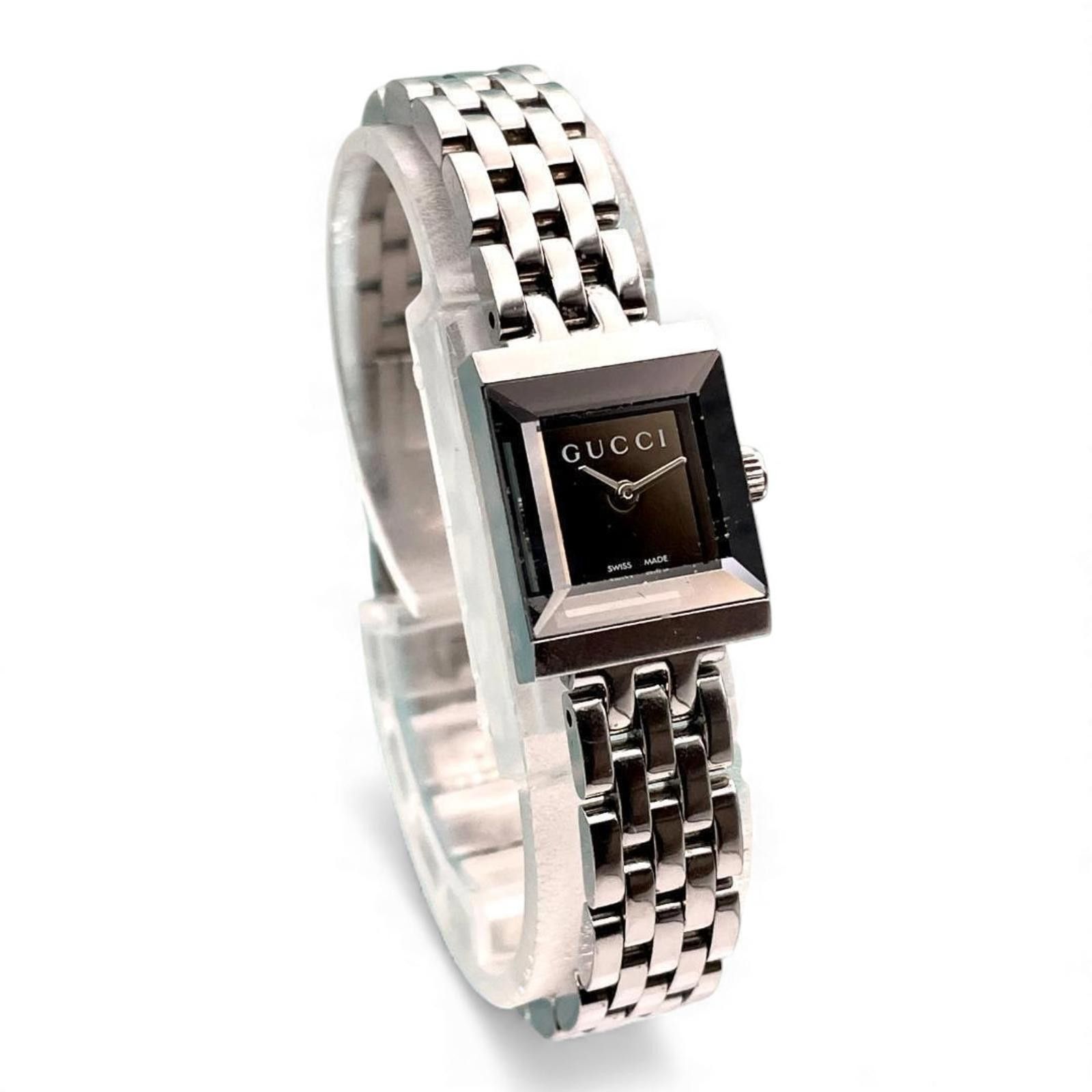 Gucci Gucci - Rare Silver Wristwatch with Square Black Dial Size ONE SIZE - 3 Thumbnail