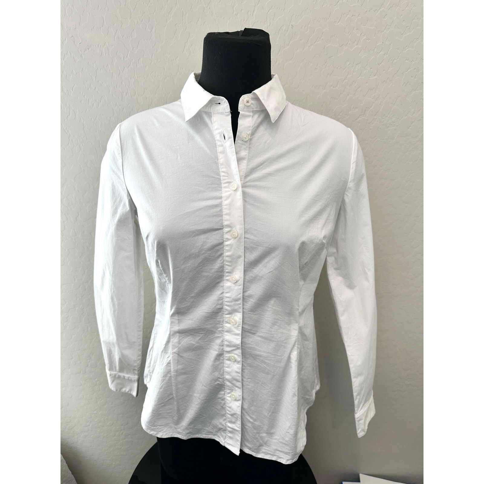 Boden BODEN | Petite White Cotton Blend Classic Button Up Blouse Size M / US 6-8 / IT 42-44 - 2 Thumbnail