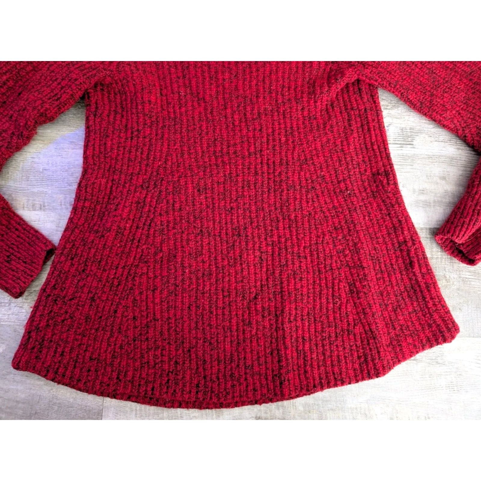 Athleta Athleta Sierra Sweater Red & Black Marled Wool Blend Chunky Knit Crewneck S Size S / US 4 / IT 40 - 2 Thumbnail