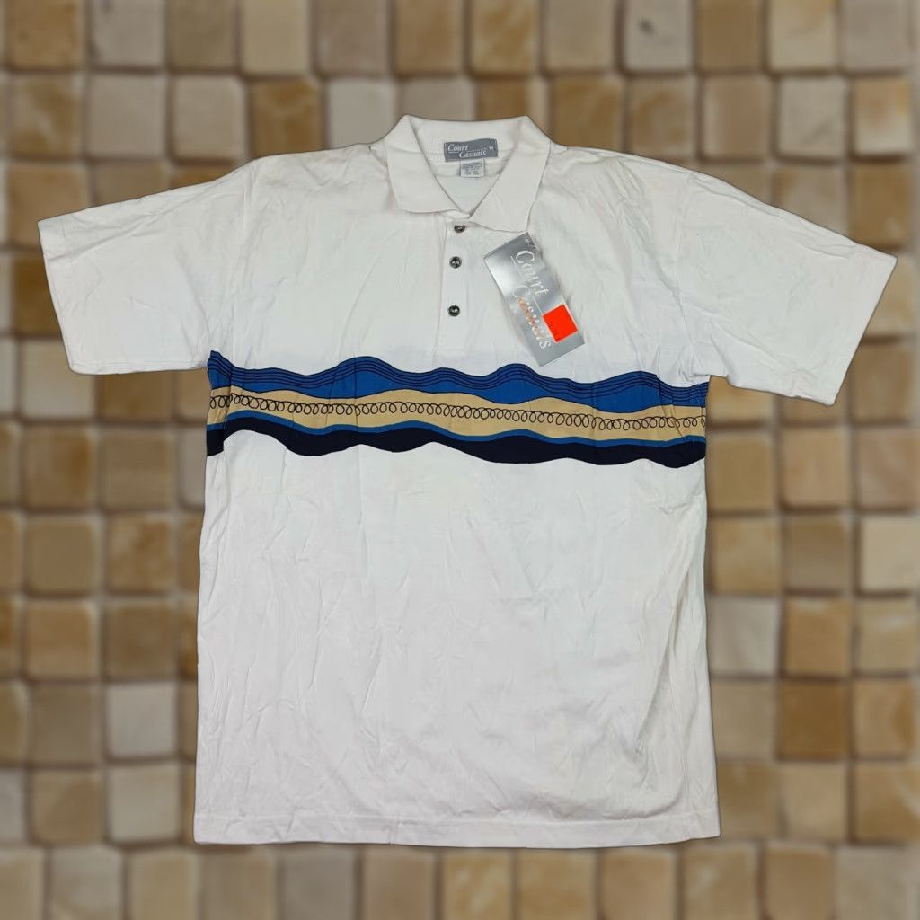 Vintage VINTAGE Court Casuals Polo Shirt White Striped 90s Golf Tennis Short Sleeve Size M Mens Size US M / EU 48-50 / 2 - 1 Thumbnail
