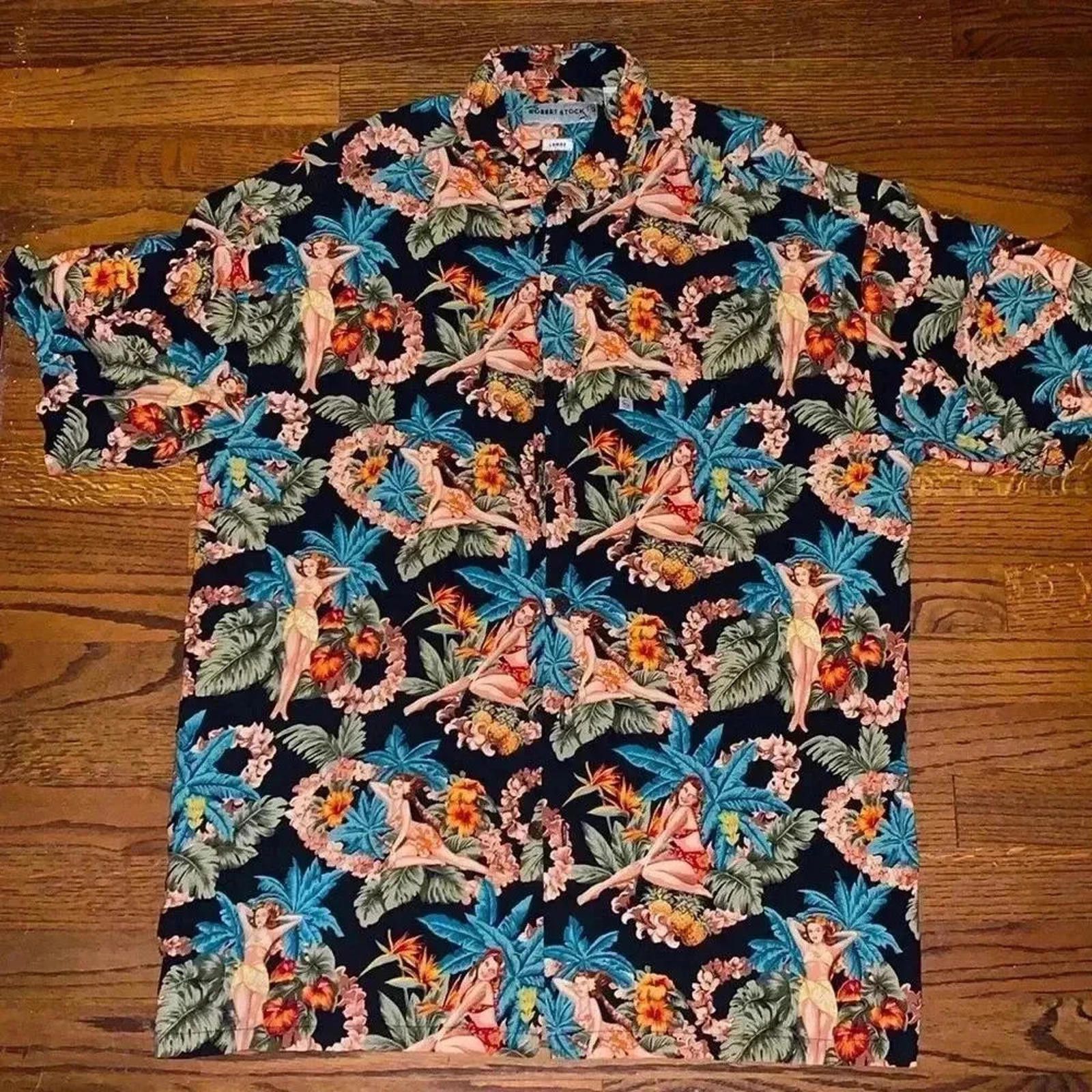 Designer Vintage mens Absolutor Hawaiian Aloha pinup girl hula shirt Size US L / EU 52-54 / 3 - 2 Thumbnail