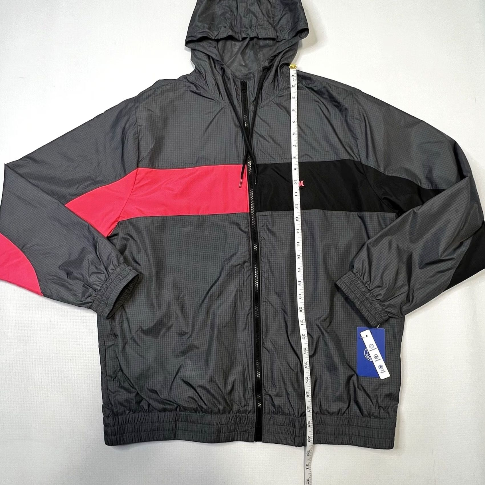 Hurley Hurley Windbreaker Jacket Mens Size L 90s Pink Gray Black Full Zip Hooded Pockets Lightweight New Regular fit Color Blocked Shirt/Coat? Size US L / EU 52-54 / 3 - 3 Thumbnail