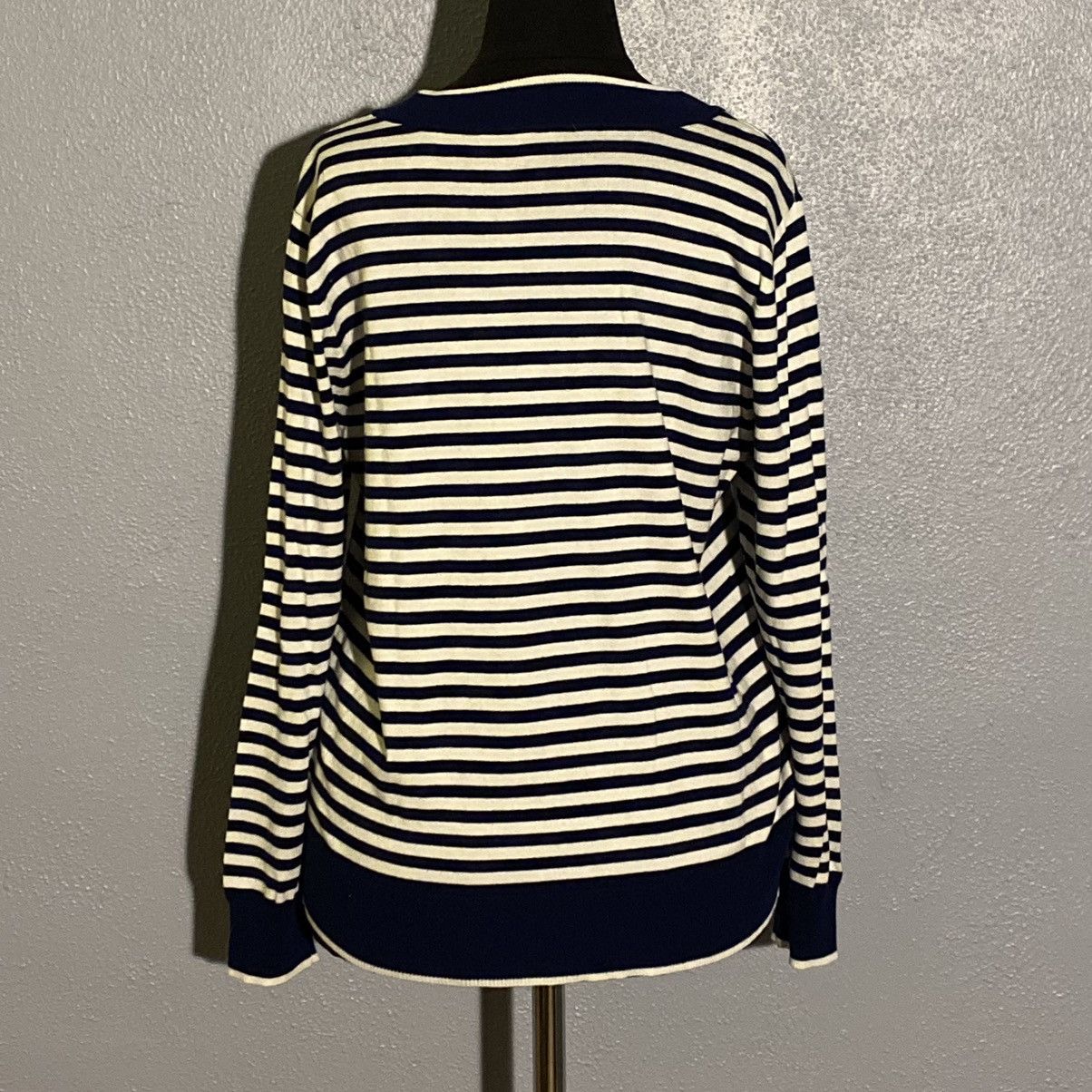 Jones New York NWT Jones New York Navy/White Long Sleeve Knit Top Size M Size M / US 6-8 / IT 42-44 - 2 Thumbnail