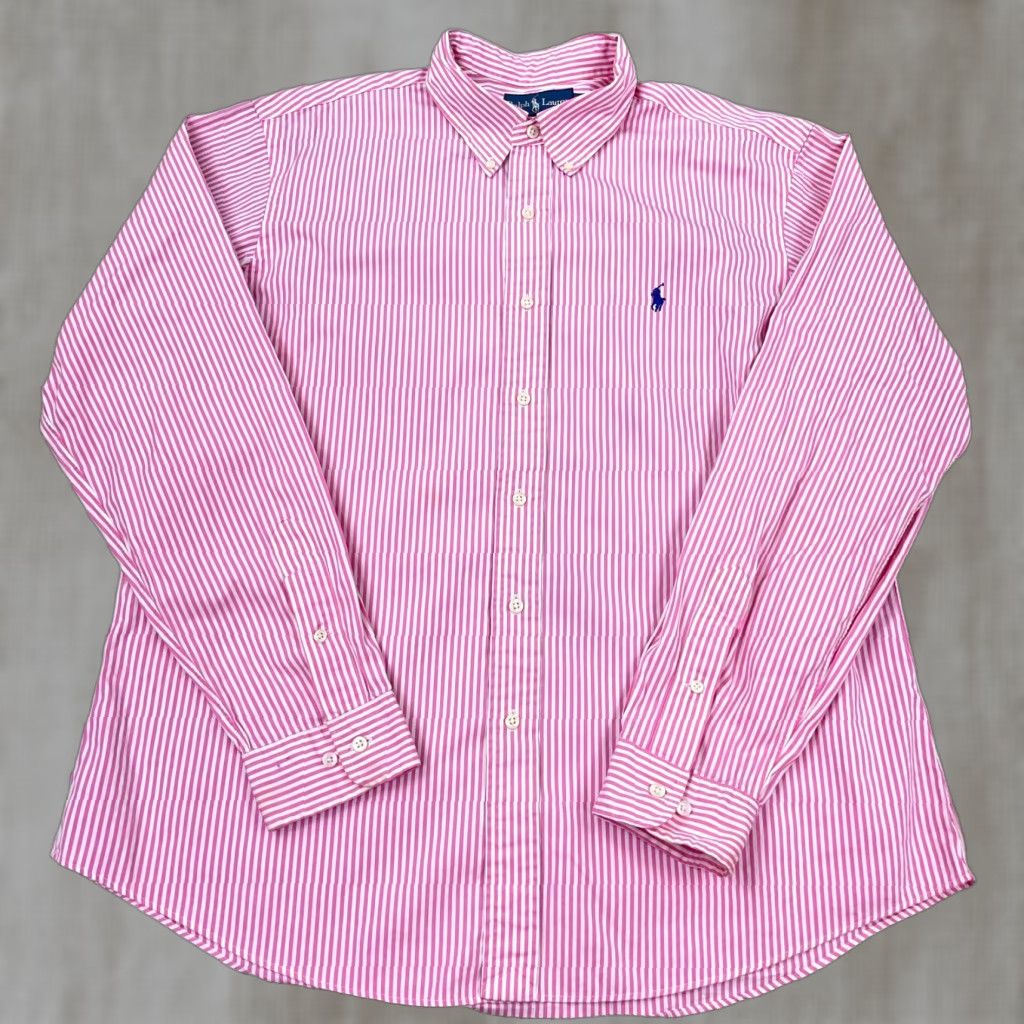 Ralph Lauren Ralph Lauren Shirt Men XL Pink Striped Button-Up Regular Fit Cotton Dress Shirt Mens Size 46R - 1 Thumbnail