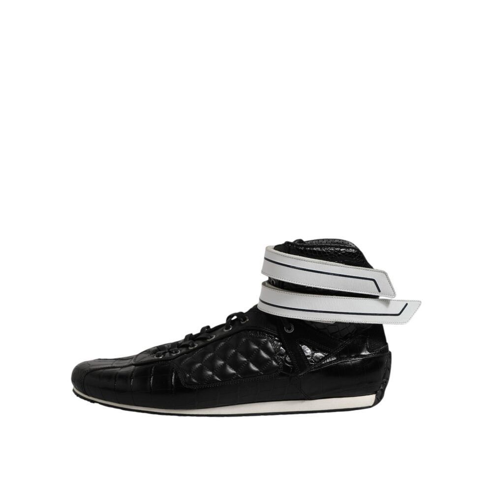 Dolce & Gabbana Dolce & Gabbana Black Quilted Leather Lace Up Sneakers Shoes Size US 11 / EU 44 - 6 Thumbnail