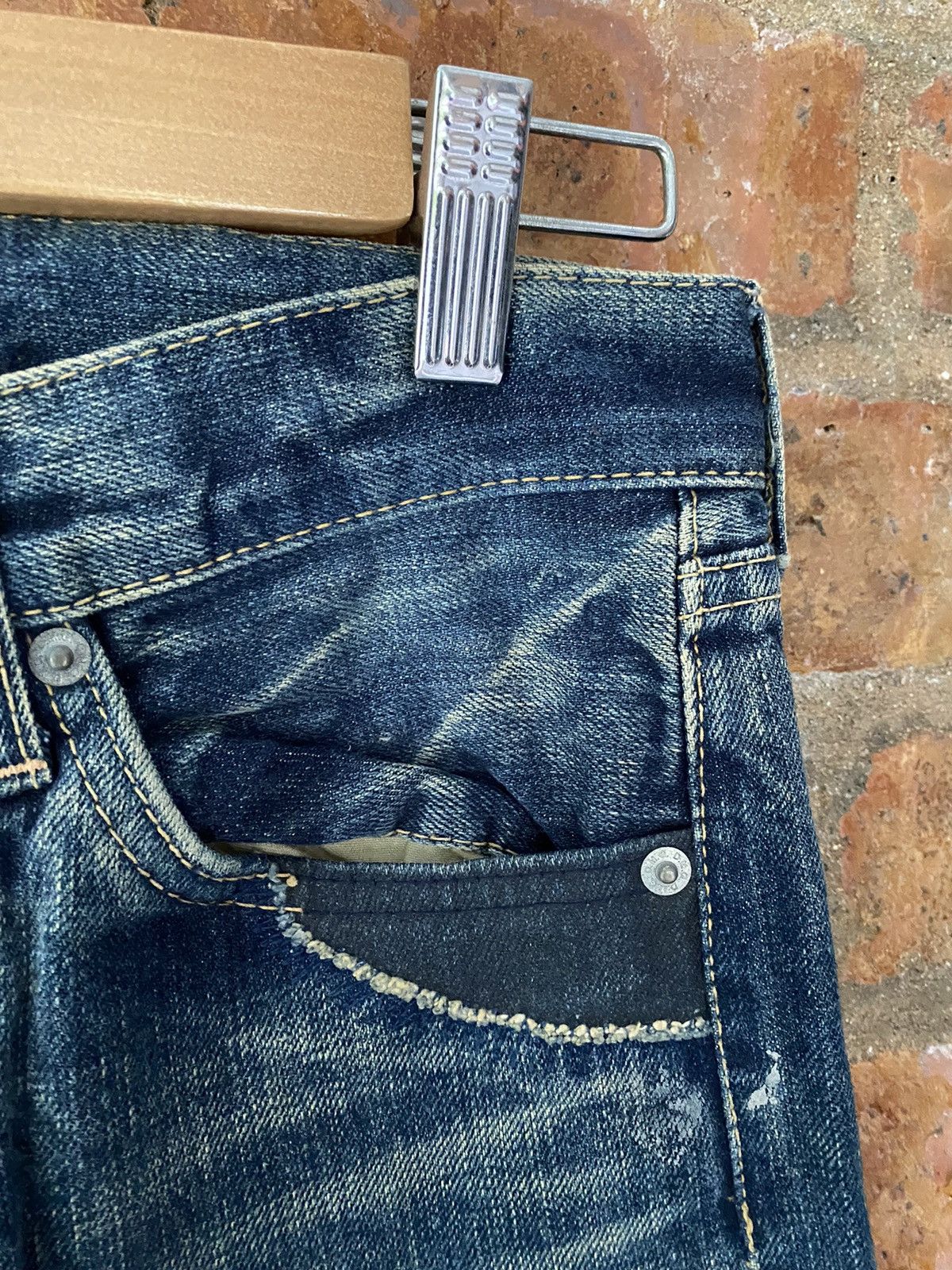 Kapital Vtg DMG Domino whisker patchwork distresses denim Size US 29 - 10 Thumbnail