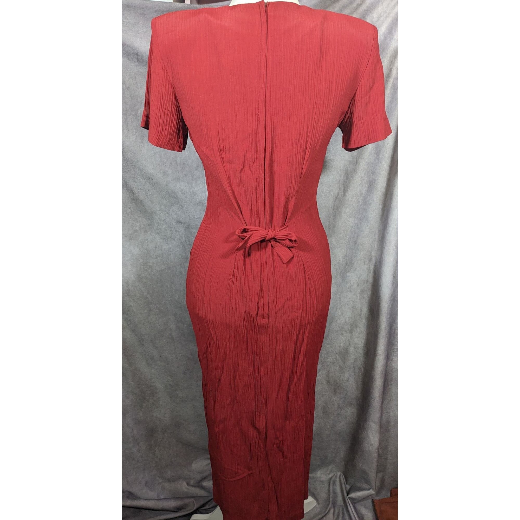 Other Vintage Marnie West Red Formal Split Front Midi Dress Size M / US 6-8 / IT 42-44 - 12 Thumbnail