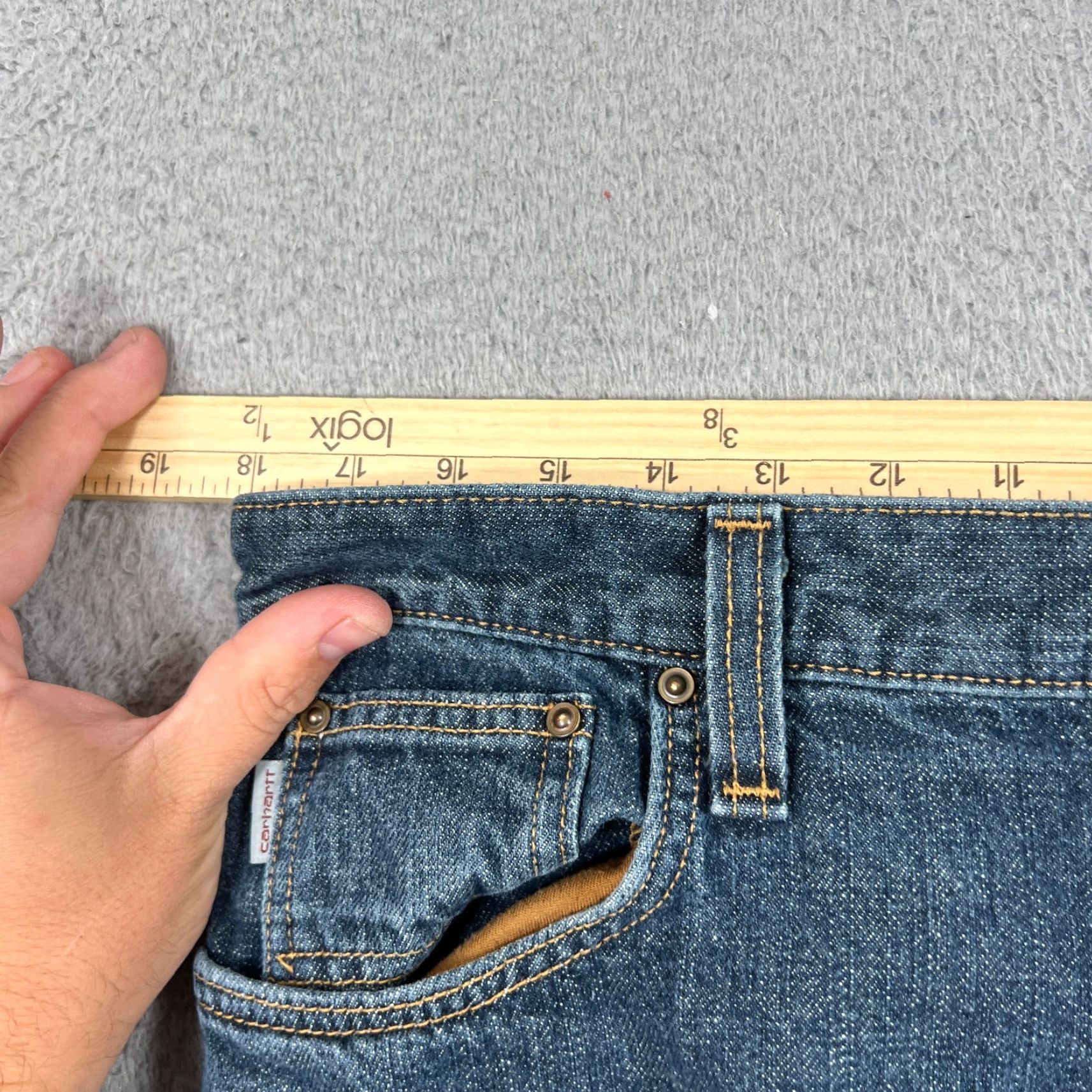 Carhartt VINTAGE Carhartt Mens Jeans 34x32 Relaxed Fit Dark Blue Cotton Denim Workwear Size US 34 / EU 50 - 5 Thumbnail