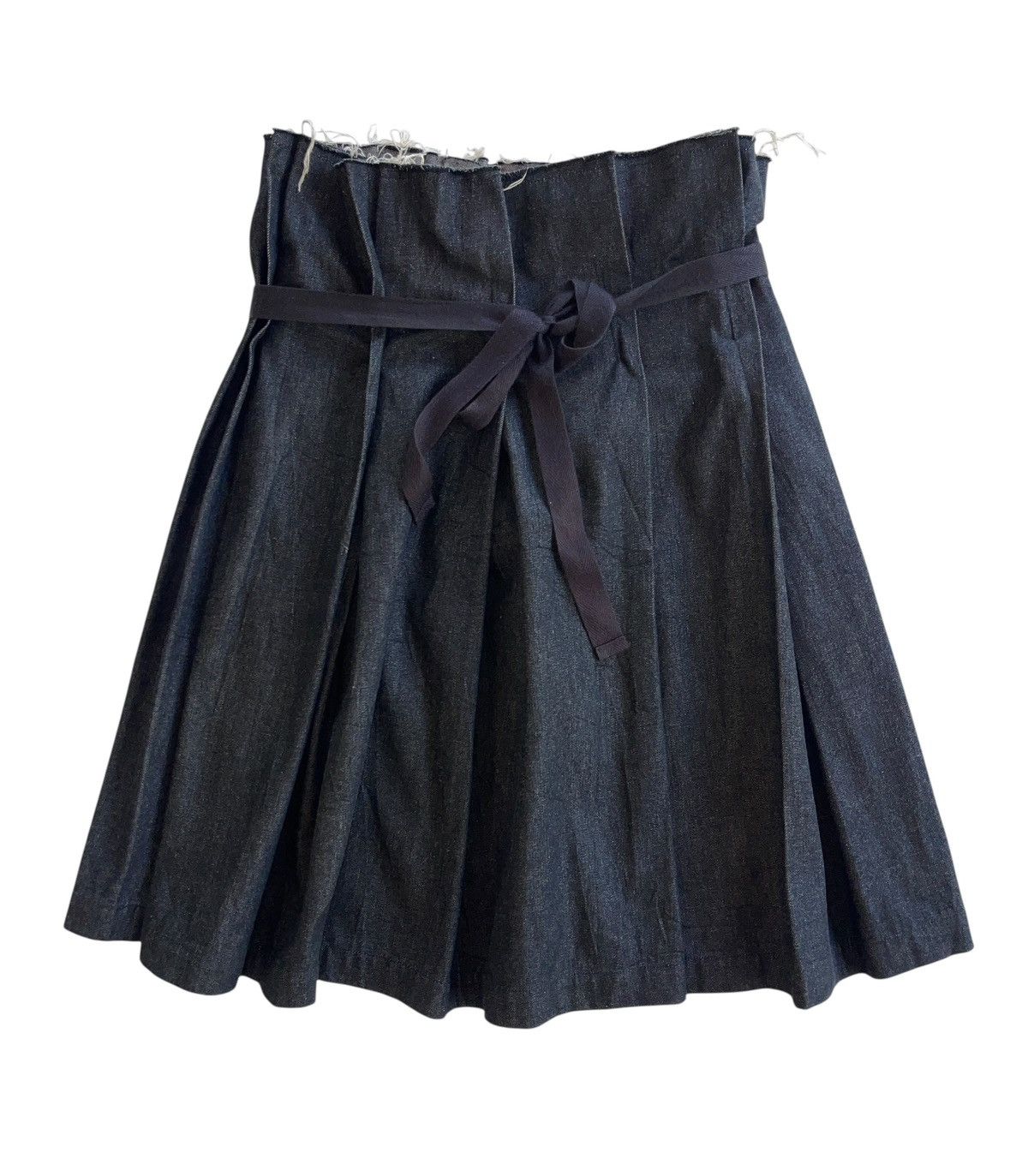Tricot Comme des Garcons AD1998 Runway Raw-Edge Denim Skirt Tie Waist Size 31" - 3 Thumbnail
