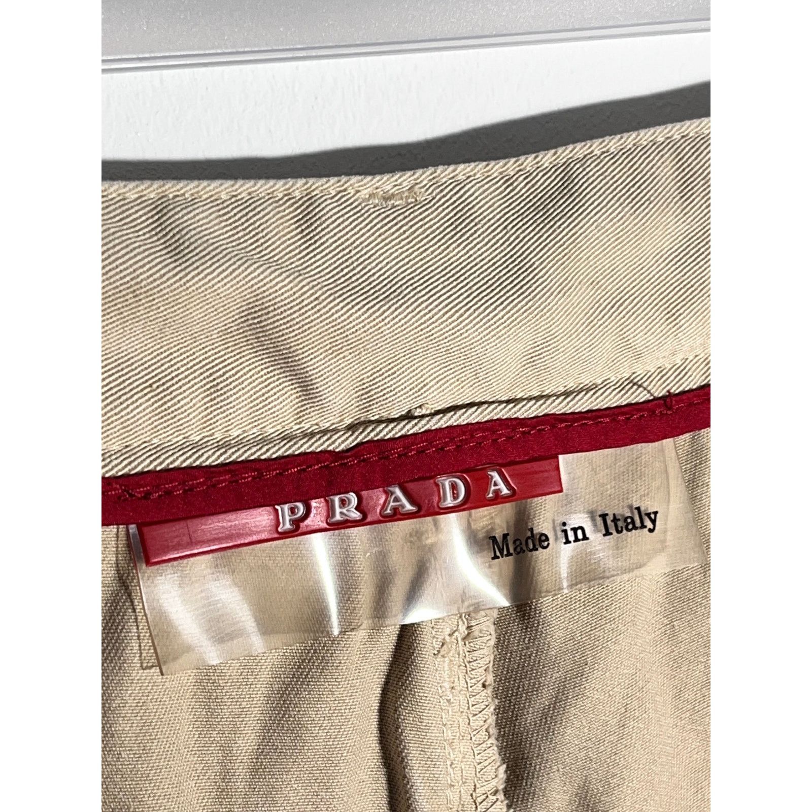 Prada shorts red tab logo rare streetwear 00s Italy designer
