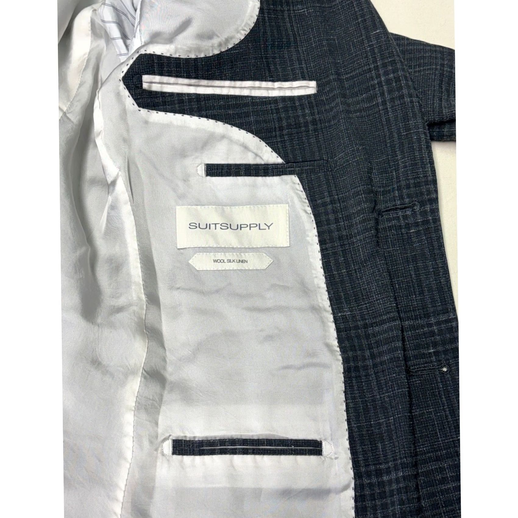 Suitsupply Suitsupply Suit 2 Piece Plaid Slim Wool Silk Linen 46 Regular Gray Men’s Formal Business Winter 30W 31L Size 46R - 5 Thumbnail