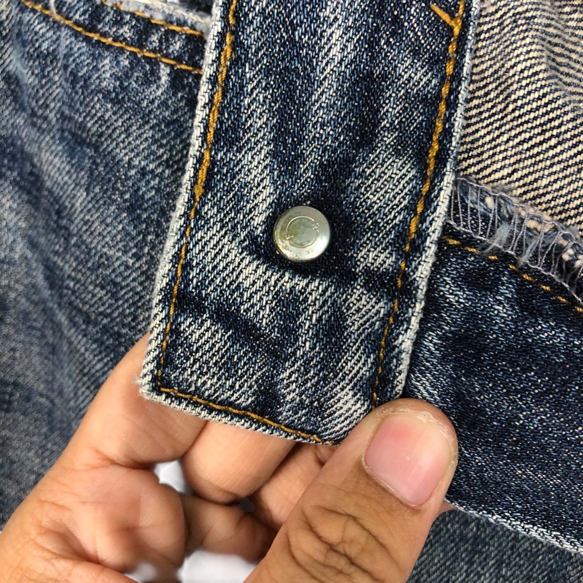 Japanese Brand Ring Denim Dark Wash Straight Leg Jeans Faded Size US 30 / EU 46 - 20 Thumbnail