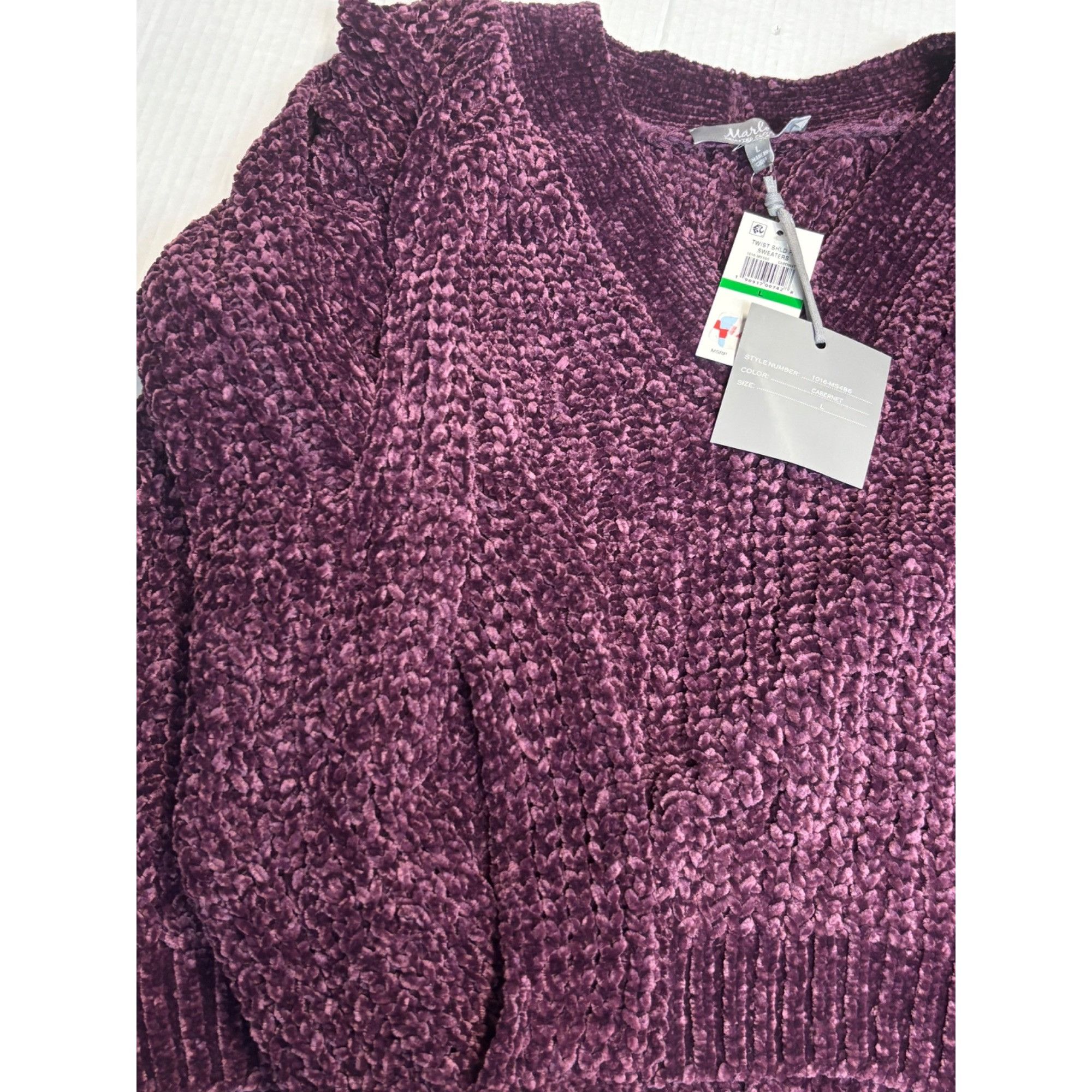 Other Marled Reunited Twisted Shoulder Chunky Junior’s Sweater, Ca Size L / US 10 / IT 46 - 6 Thumbnail