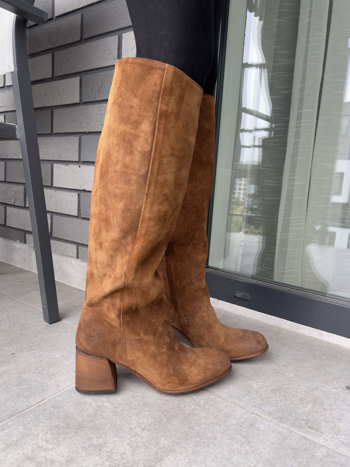Vintage Crispiniano High Suede Leather Brown Heel Boots Size 38 Size US 5.5 / EU 38 - 4 Thumbnail