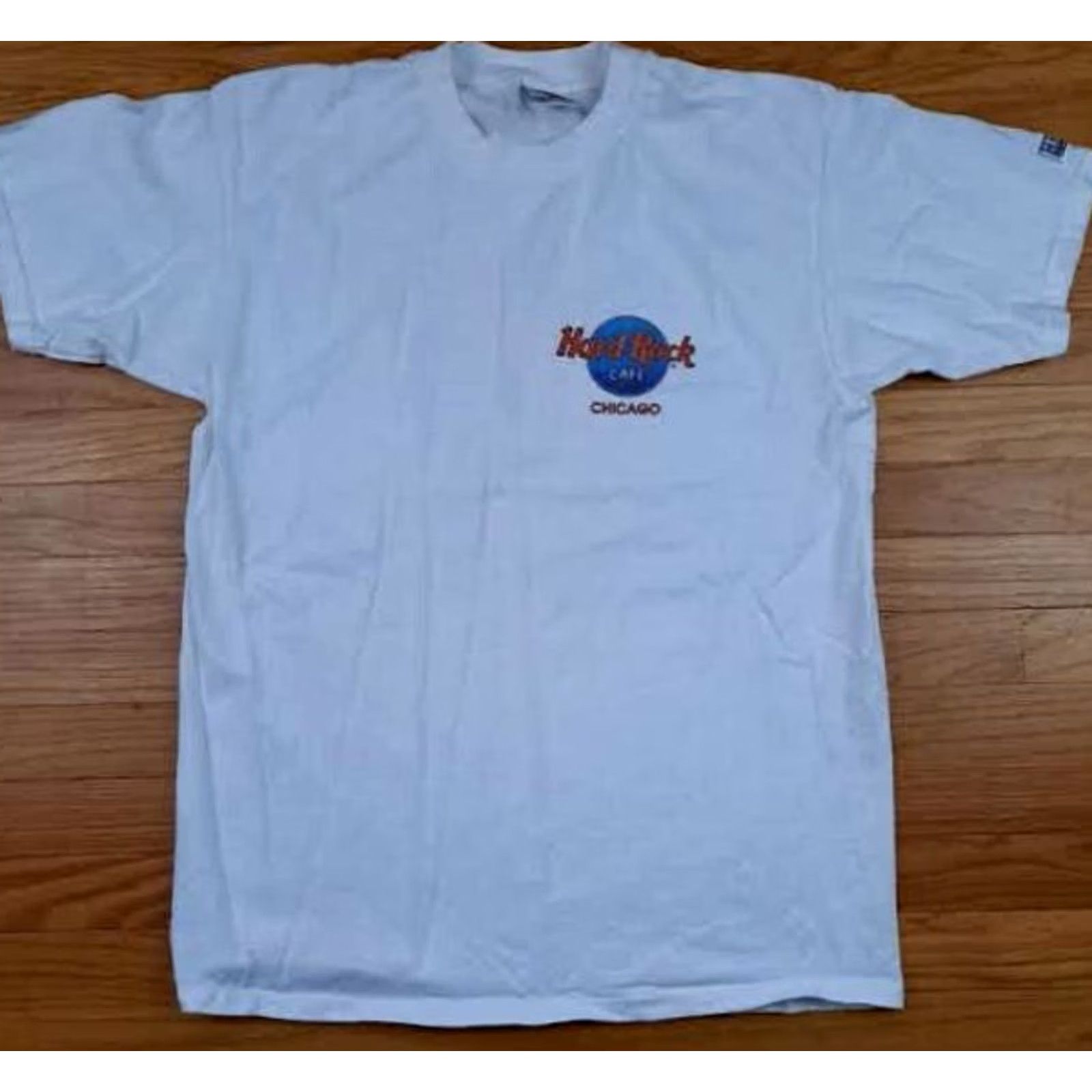 Hard Rock Cafe VINTAGE Hard Rock Chicago Planet Hollywood Printed White Large T-Shirt Mens L White USA Made 90s Chicago Theme Short Sleeve Tee Size US L / EU 52-54 / 3 - 2 Thumbnail