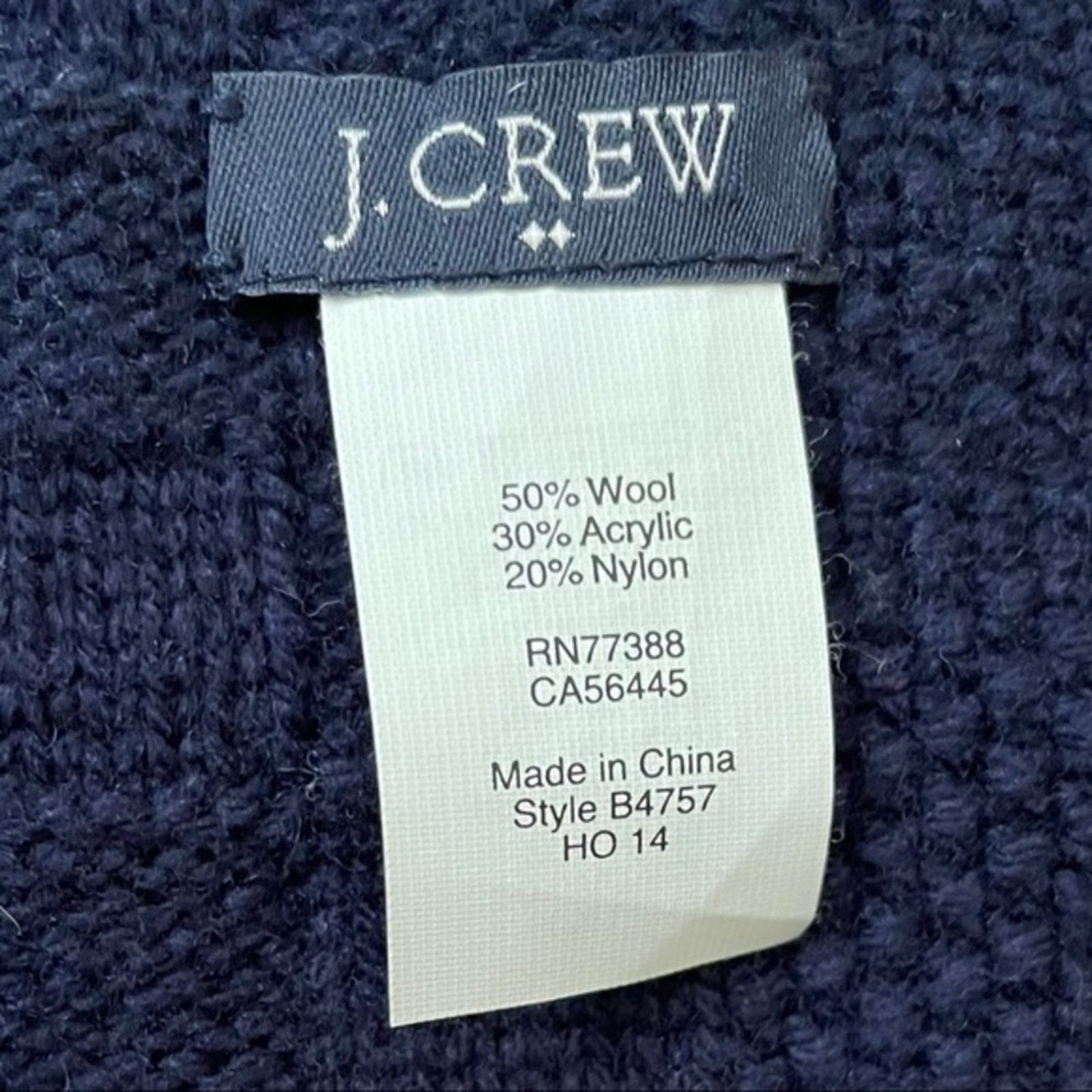 J.Crew J Crew Navy Blue Unisex Checkered Texture Wool Muffler Scarf Size ONE SIZE - 3 Thumbnail