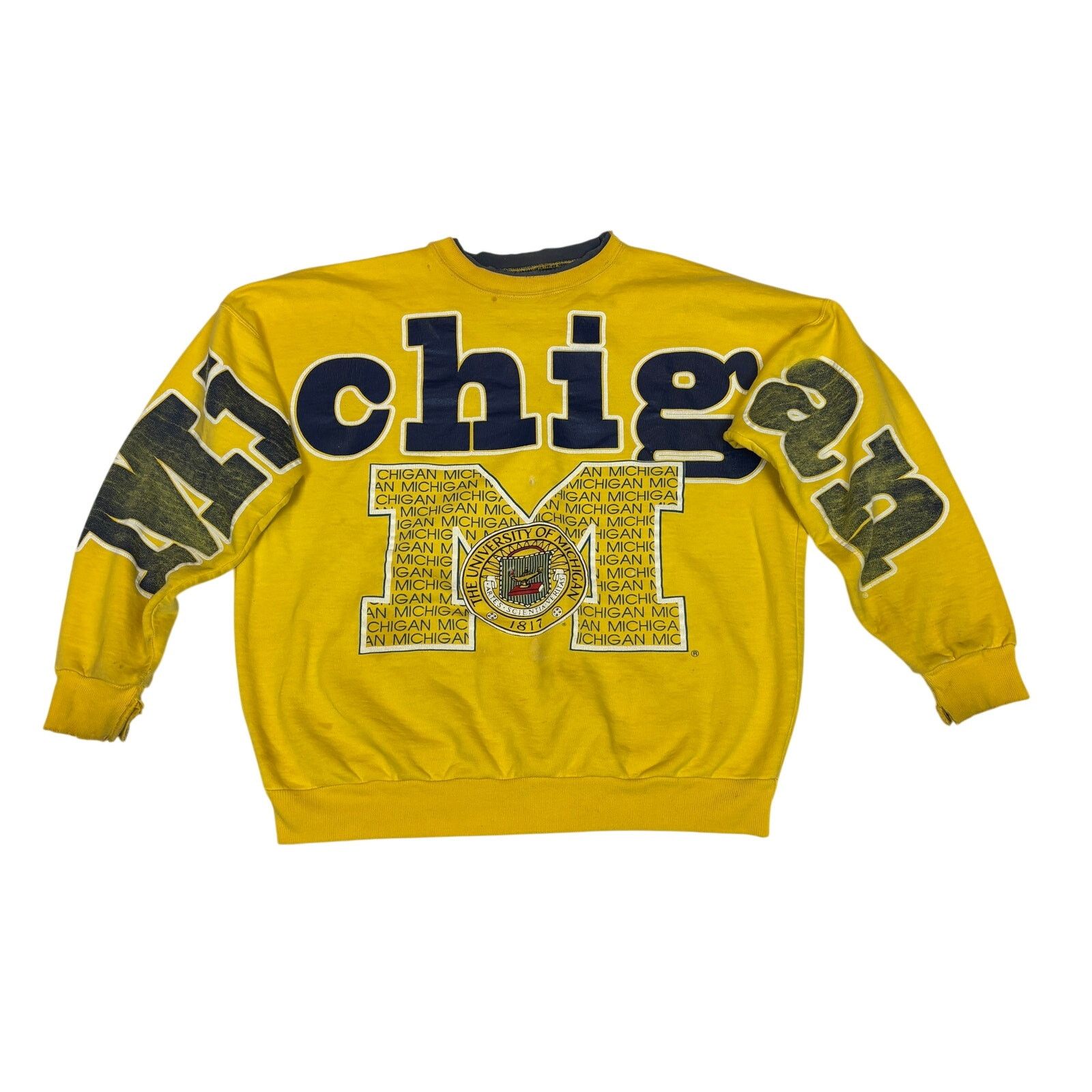 Vintage Vintage University of Michigan Spellout Sweatshirt Calhoun Size US L / EU 52-54 / 3 - 1 Thumbnail