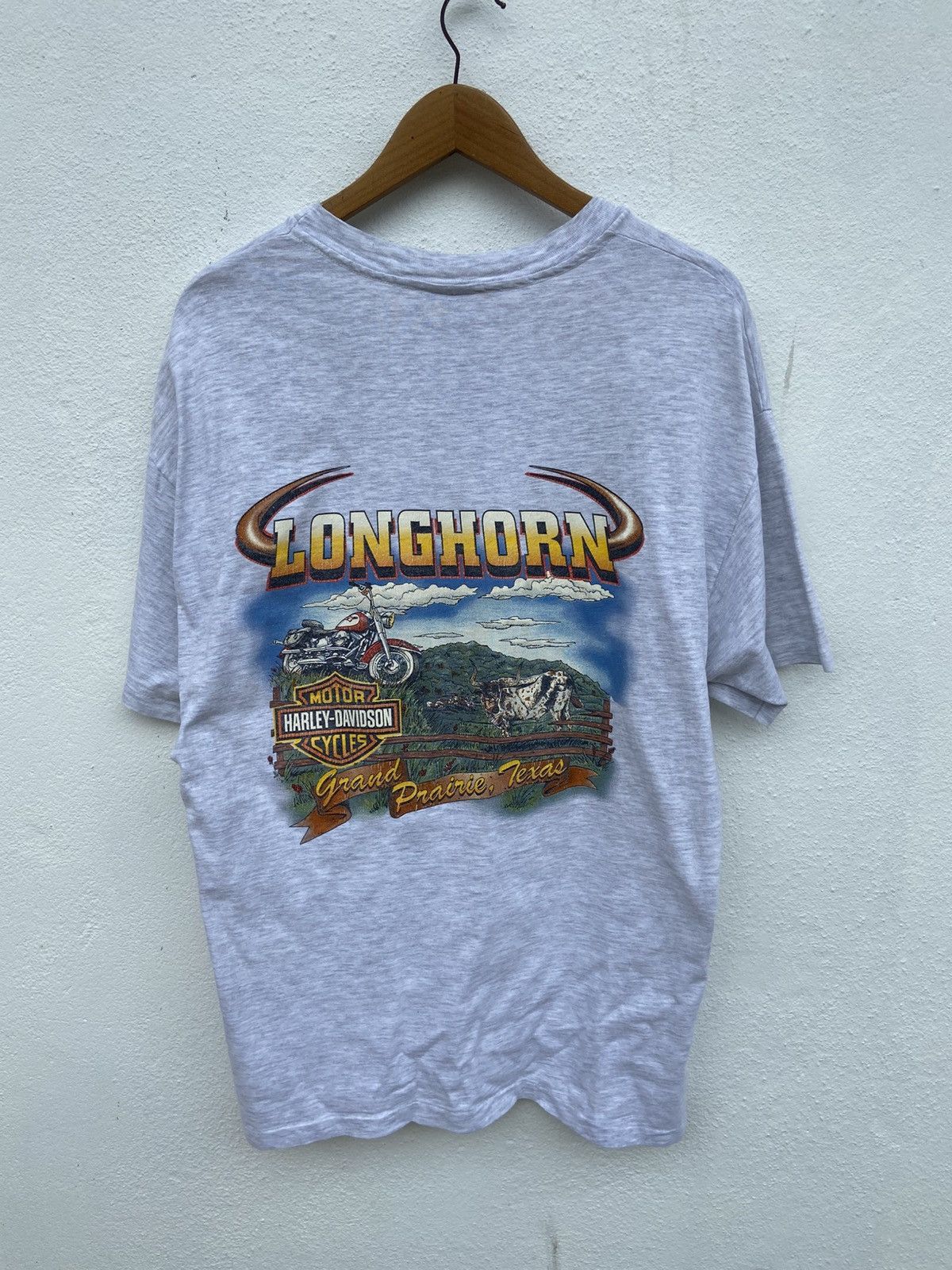 Harley Davidson 🔥 Vintage 90s Vintage Harley Davidson t shirt Longhorn Size US L / EU 52-54 / 3 - 1 Thumbnail