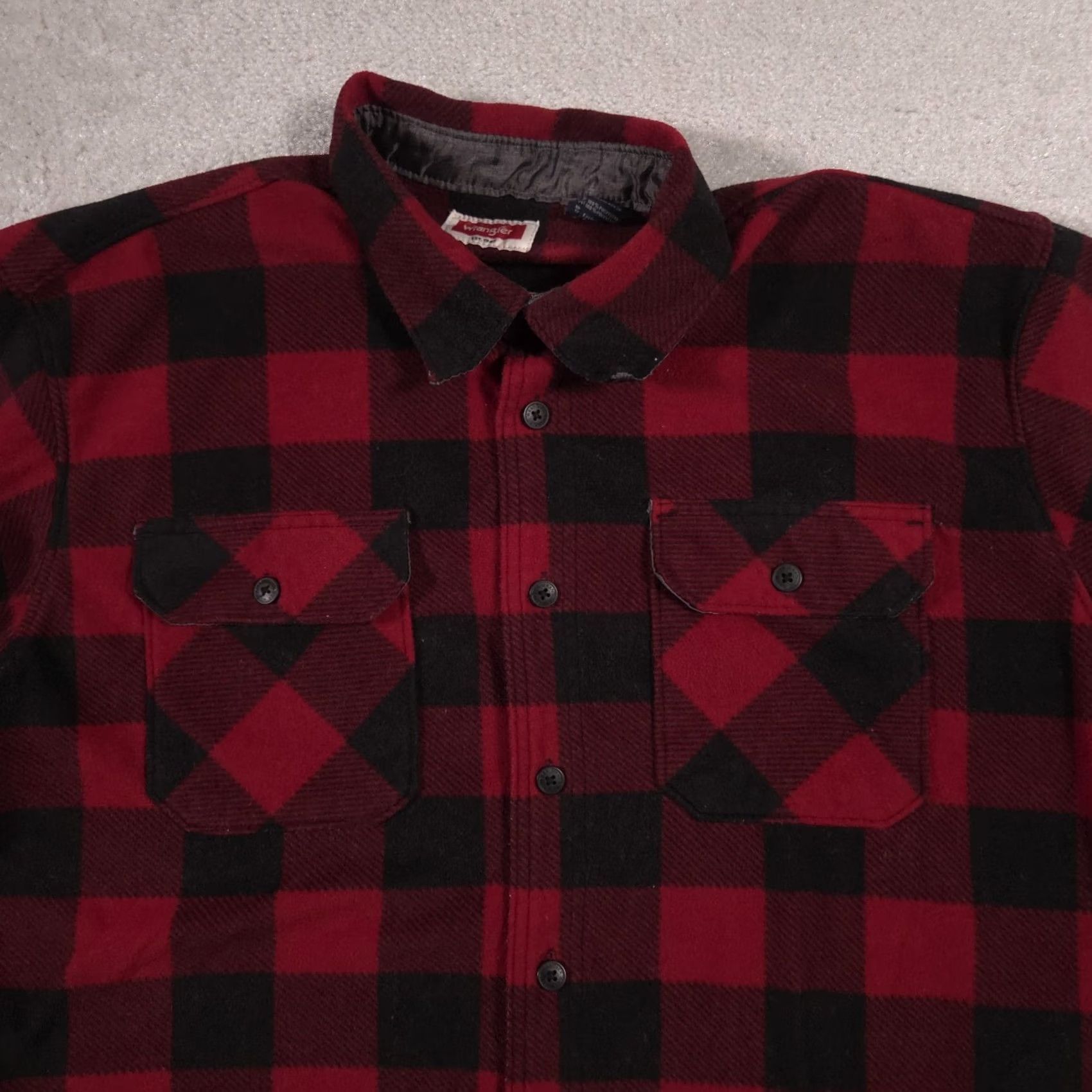 Wrangler Wrangler Shirt Mens XL Red Buffalo Plaid Flannel Shacket Side Pockets Work Size US XL / EU 56 / 4 - 3 Thumbnail