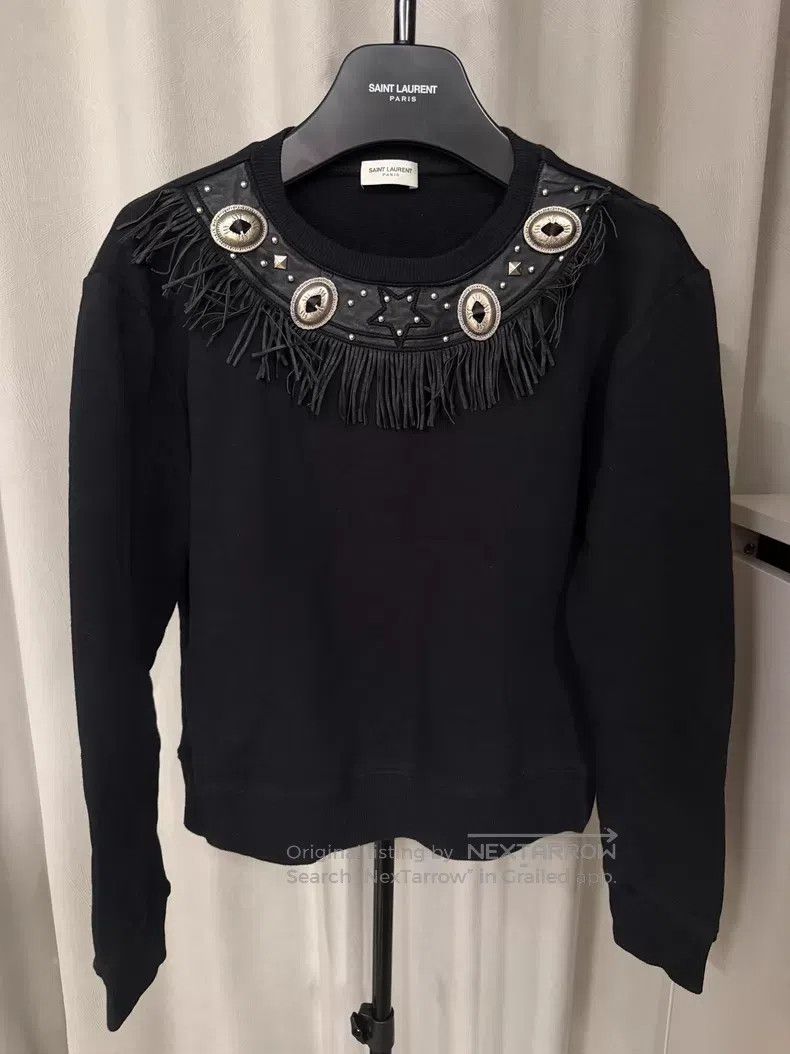 Saint Laurent Paris Saint Laurent Paris Western Style Studded Fringe Crewneck Size US M / EU 48-50 / 2 - 1 Thumbnail