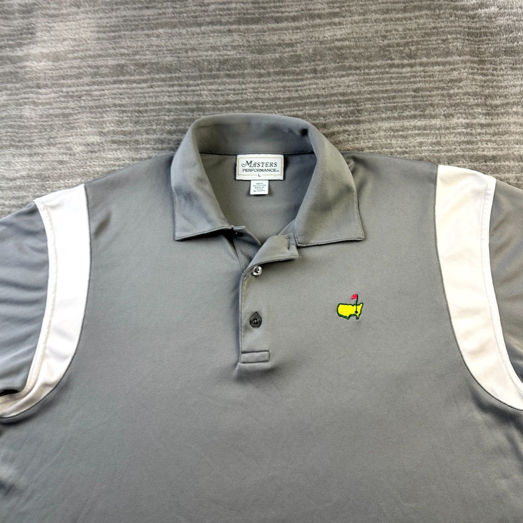 Vintage Masters Polo Shirt Mens Large Gray Augusta National Performance Golf Size US L / EU 52-54 / 3 - 3 Thumbnail