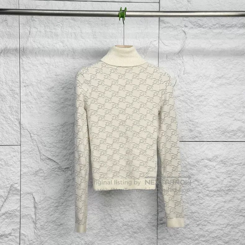 Fendi Fendi Beige High Neck Pullover Printed Sweater Size XXS / US 00 / IT 34 - 2 Thumbnail