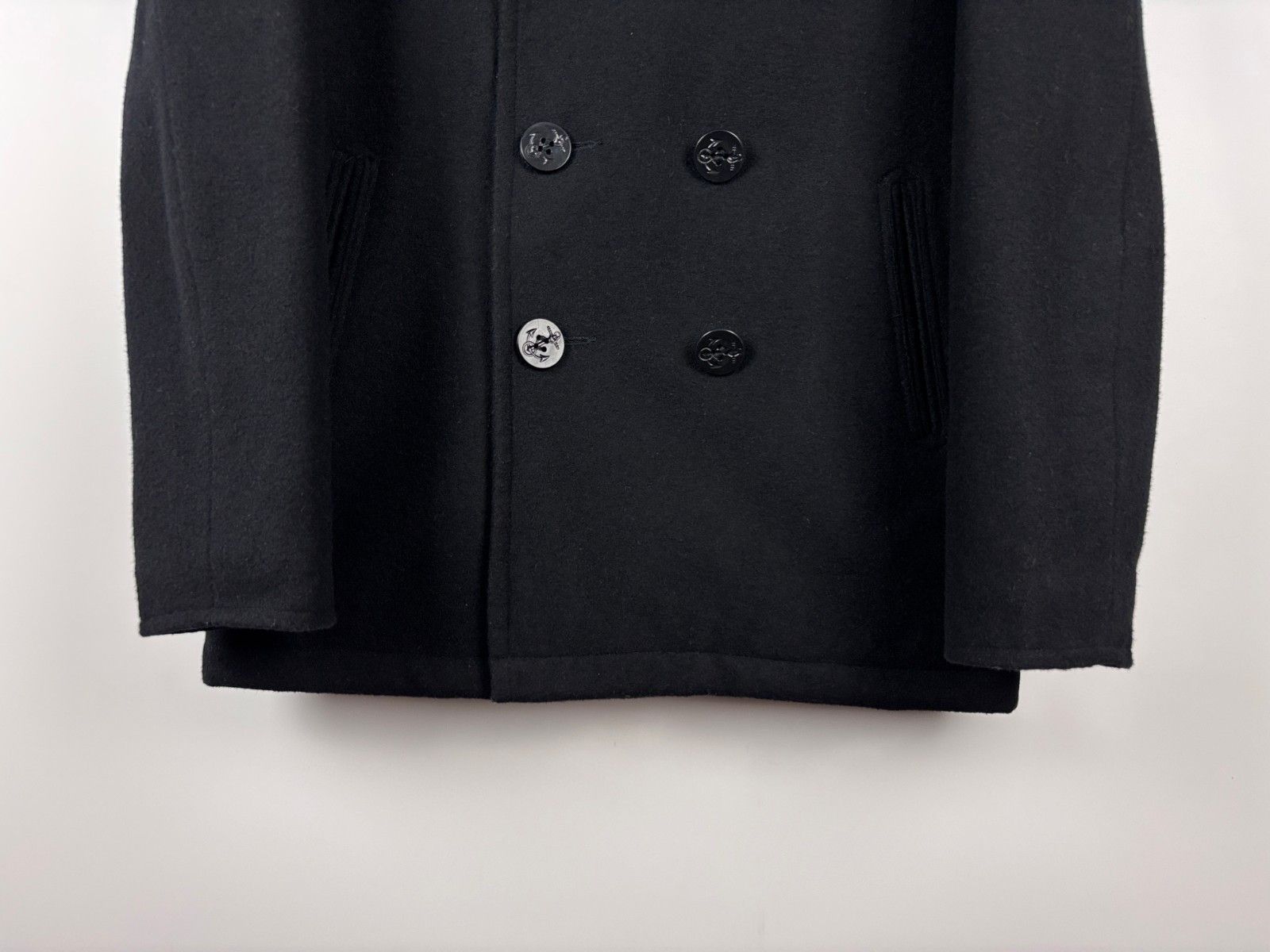 Brandit Mens Brandit Double-Breasted Wool Pea Coat Black Size S Size US S / EU 44-46 / 1 - 3 Thumbnail