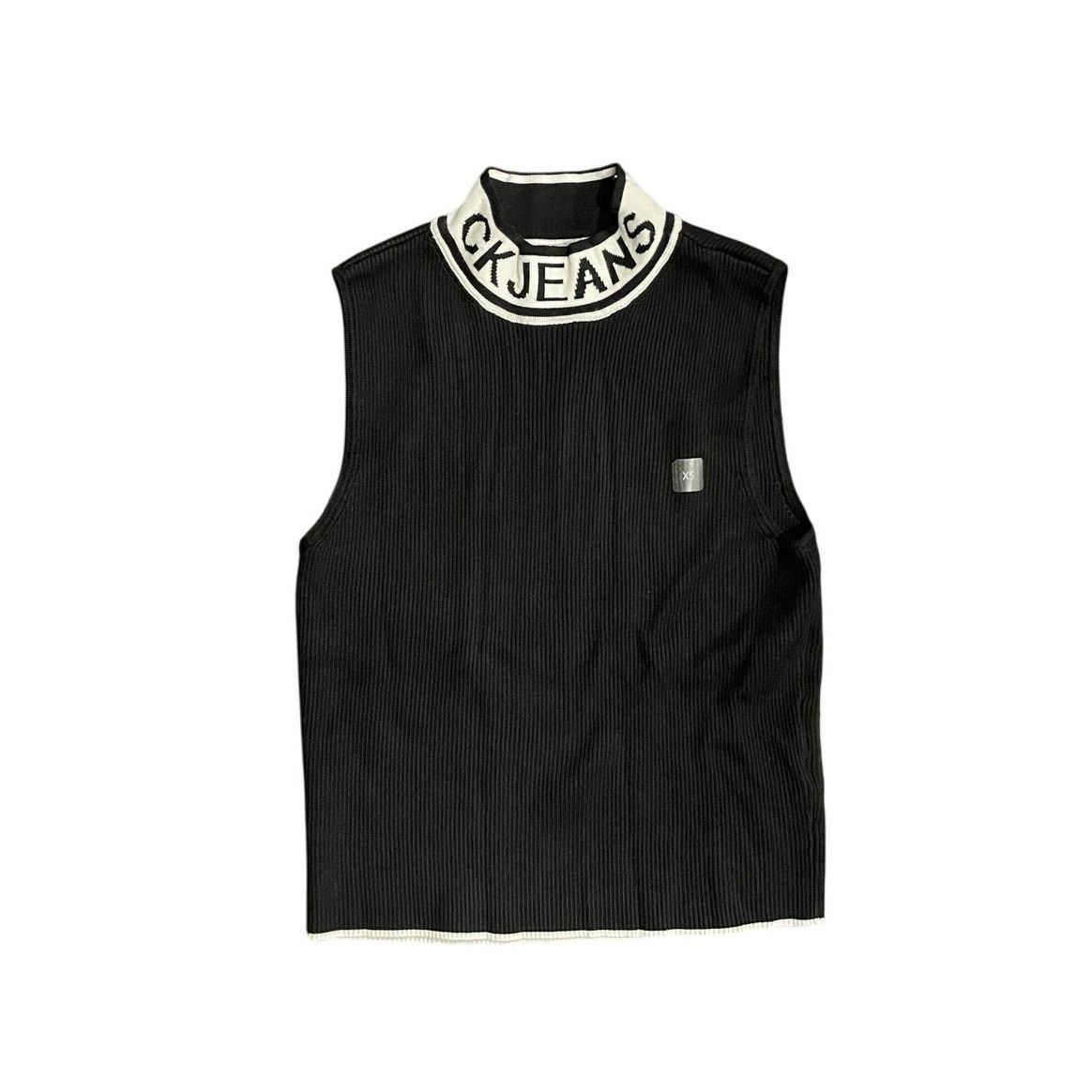 Calvin Klein Logo Rib Sleeveless Top Mock Neck NWT XS Streetwear Casual Size XS / US 0-2 / IT 36-38 - 1 Thumbnail